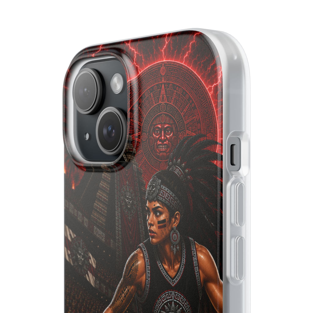 Aztec Basketball Female Warrior – Flexi Phone Case (iPhone & Samsung • Clear TPU • Made & Shipped in the USA • 🚚 FREE USA Shipping • Personalized Option)