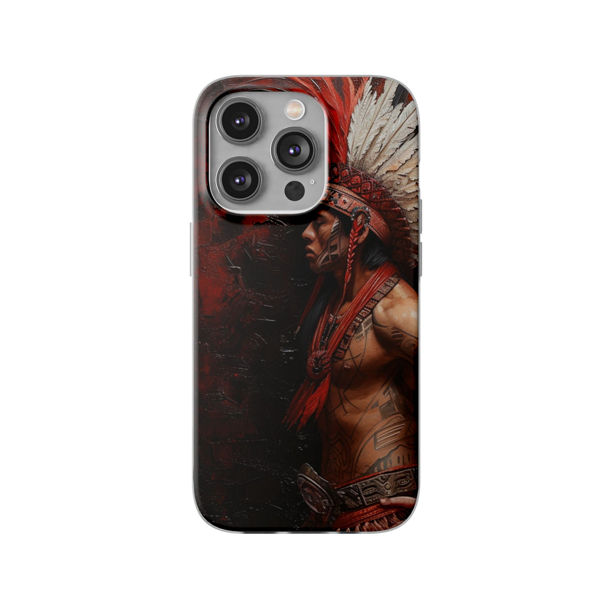 Aztec Noble Warrior – Flexi Phone Case (iPhone & Samsung • Clear TPU • Made in USA • Personalized Option)
