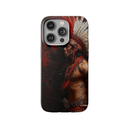 Aztec Noble Warrior – Flexi Phone Case (iPhone & Samsung • Clear TPU • Made in USA • Personalized Option)