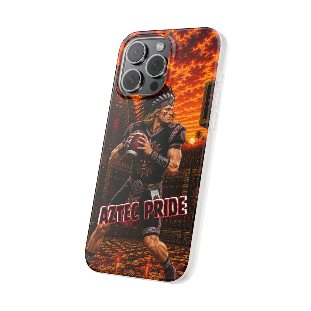 Aztec Football Warrior – Flexi Phone Case (iPhone & Samsung • Clear TPU • Made & Shipped in the USA • 🚚 FREE USA Shipping • Personalized Option)