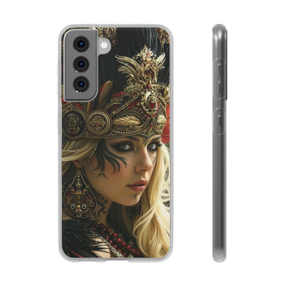 Aztec Fireheart Queen – Flexi Phone Case (iPhone & Samsung • Clear TPU • Made in USA • Personalized Option)