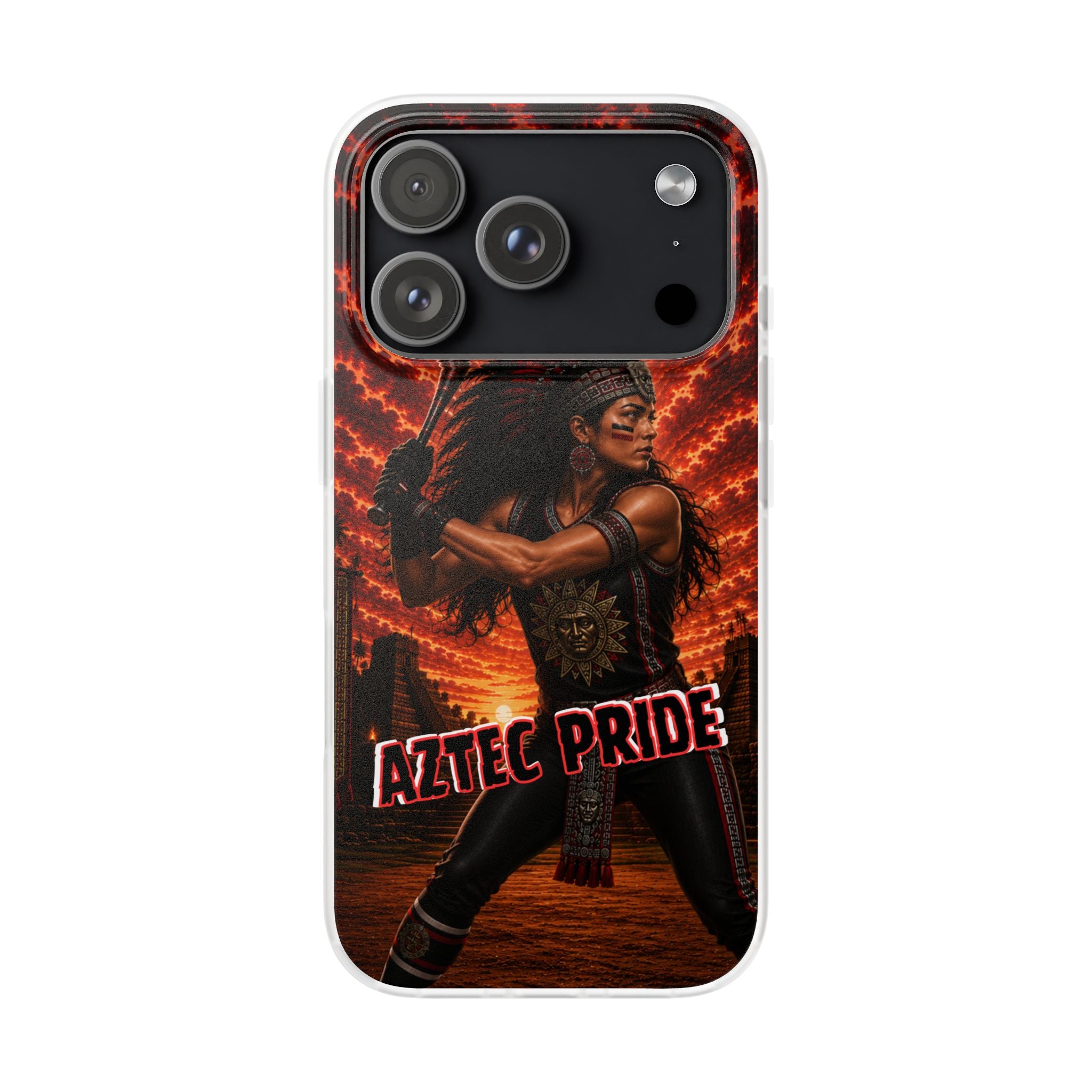 Aztec Softball Warrior – Flexi Phone Case (iPhone & Samsung • Clear TPU • Made & Shipped in the USA • 🚚 FREE USA Shipping • Personalized Option)