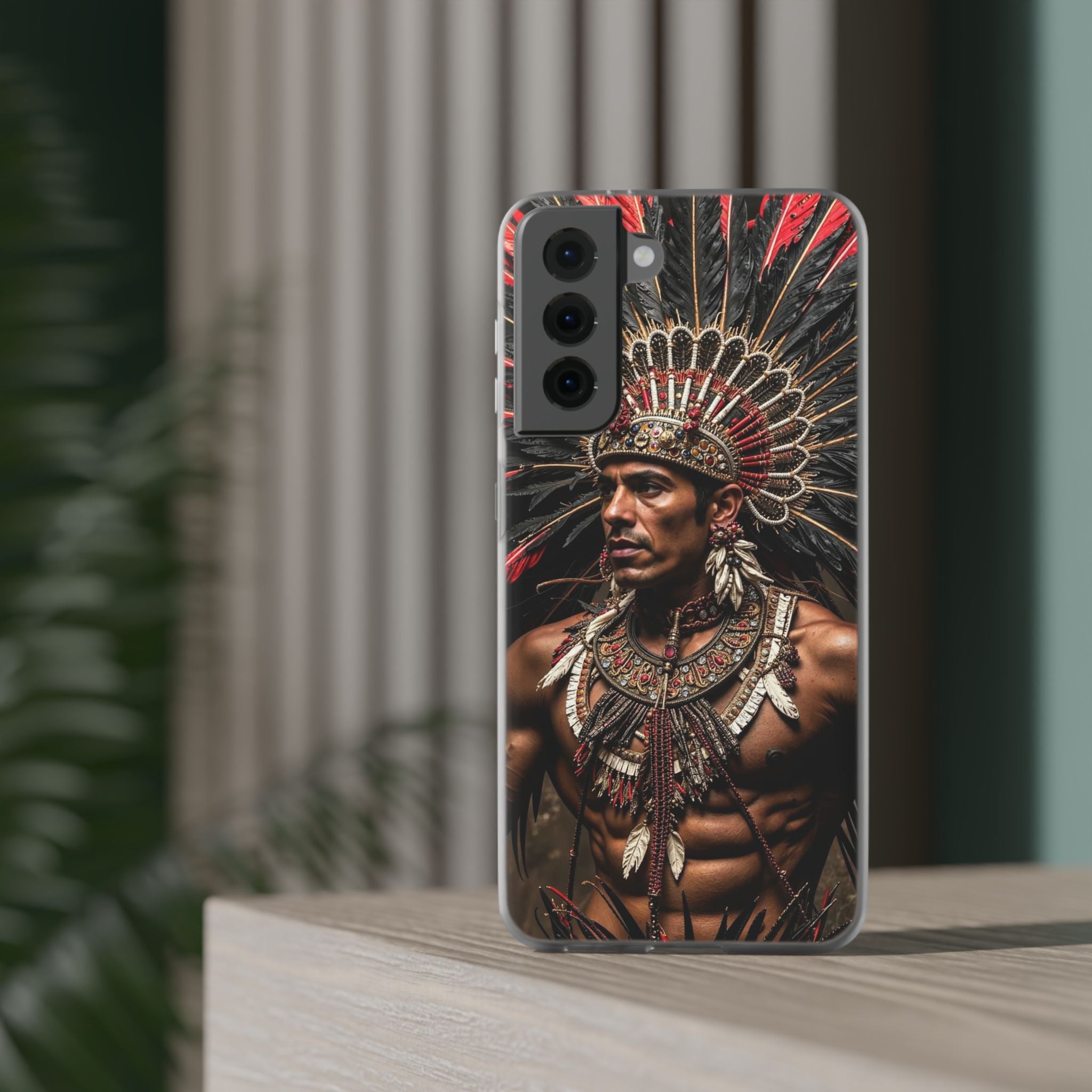 Aztec Sun Guardian – Flexi Phone Case (iPhone & Samsung • Clear TPU • Made in USA • Personalized Option)