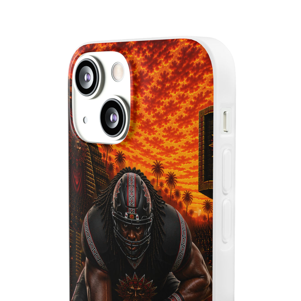 Aztec Football Warrior – Flexi Phone Case (iPhone & Samsung • Clear TPU • Made & Shipped in the USA • 🚚 FREE USA Shipping • Personalized Option)