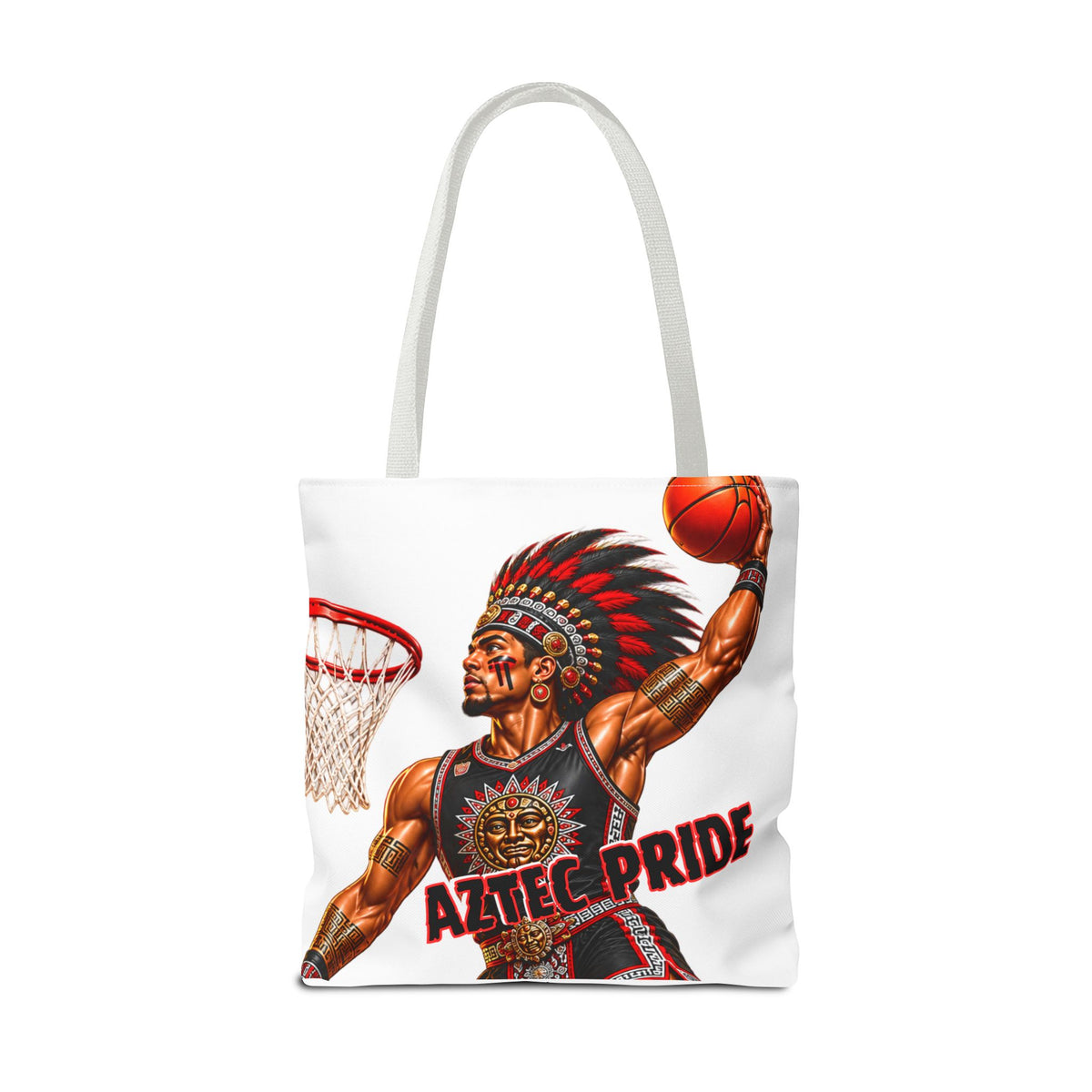 Aztec Basketball Dunk Warrior Tote Bag | Aztec-Inspired AI Art • Made & Shipped in the USA • 🚚 FREE USA Shipping • FREE Personalization