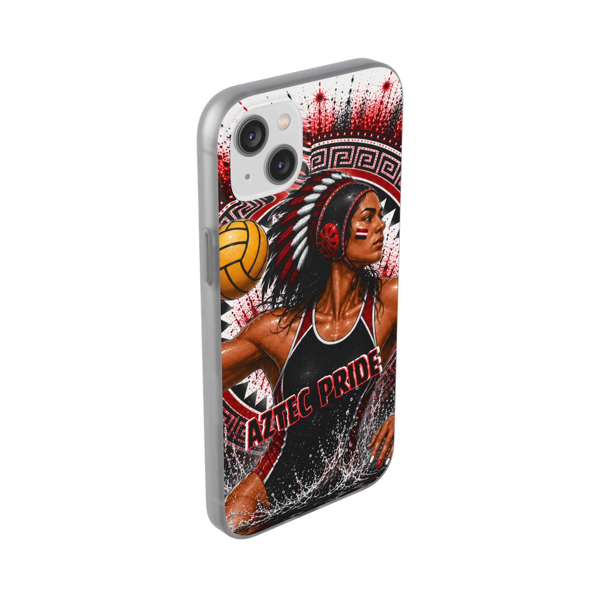 Aztec Water Polo Warrior – Flexi Phone Case (iPhone & Samsung • Clear TPU • Made in USA • Personalized Option)