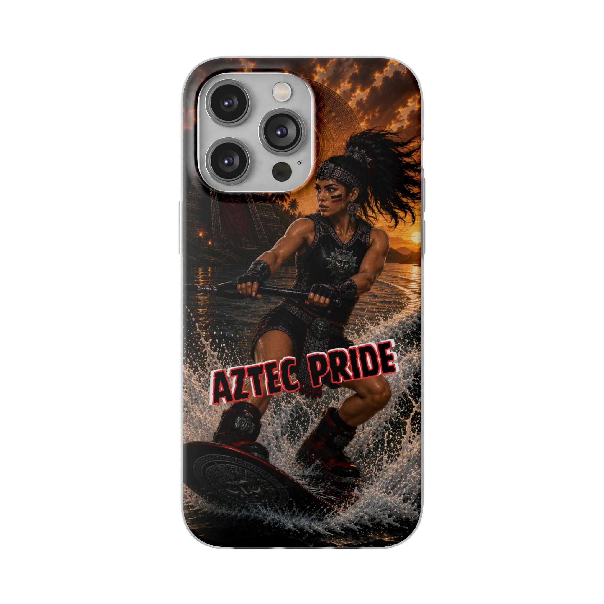 Aztec Wakeboard Female Warrior – Flexi Phone Case (iPhone & Samsung • Clear TPU • Made & Shipped in the USA • 🚚 FREE USA Shipping • Personalized Option)