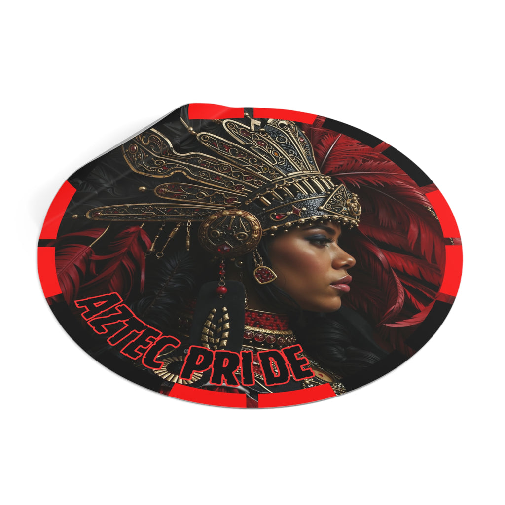 Aztec Lioness Queen Round Vinyl Sticker – Waterproof Matte Decal (2”–6”)