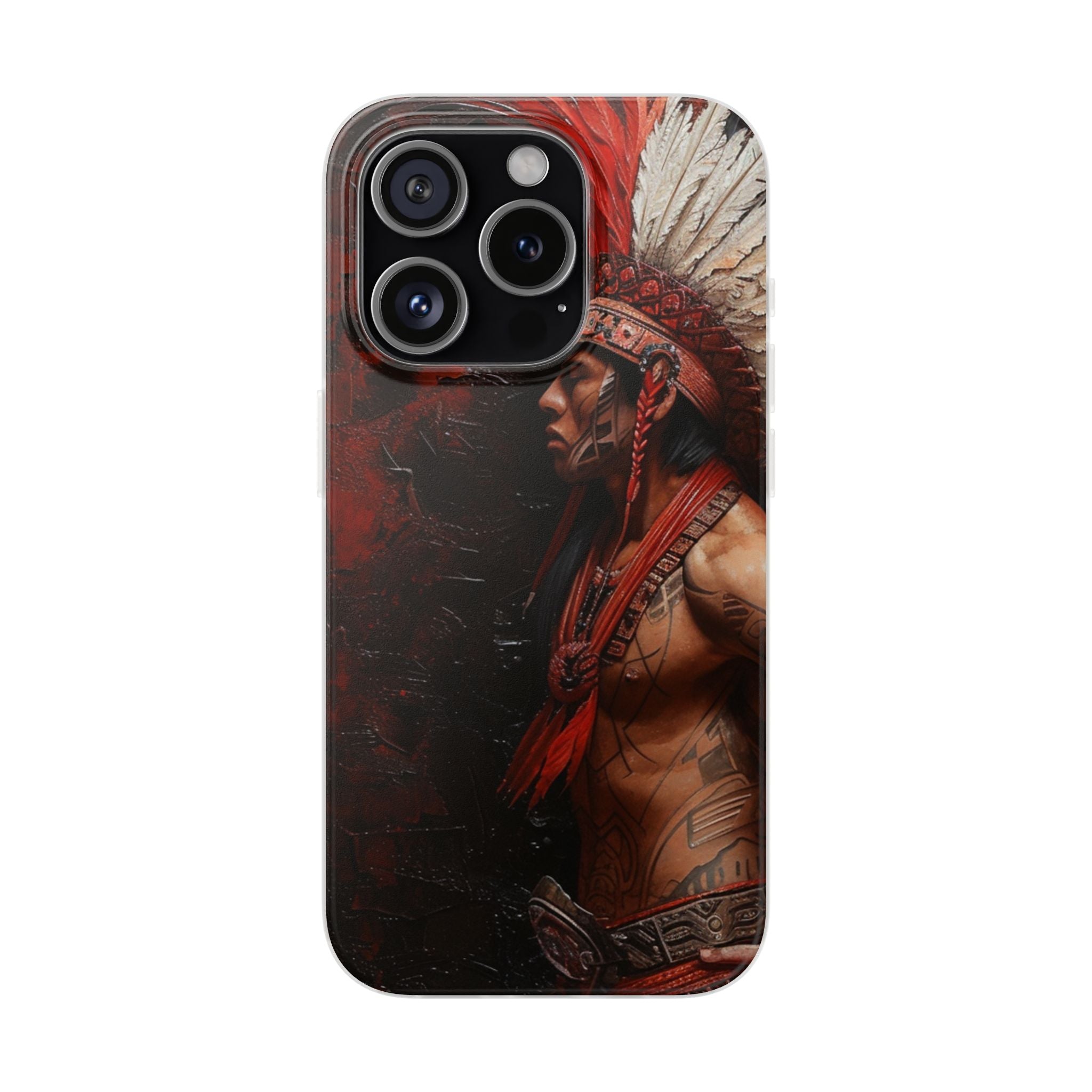 Aztec Noble Warrior – Flexi Phone Case (iPhone & Samsung • Clear TPU • Made in USA • Personalized Option)