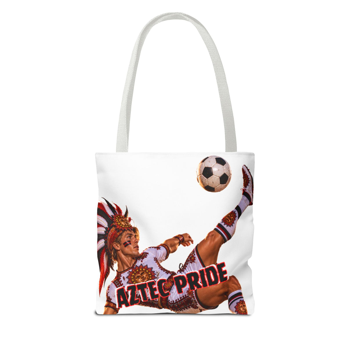 Aztec Soccer Warrior Tote Bag | Aztec-Inspired AI Art • Made & Shipped in the USA • 🚚 FREE USA Shipping • FREE Personalization
