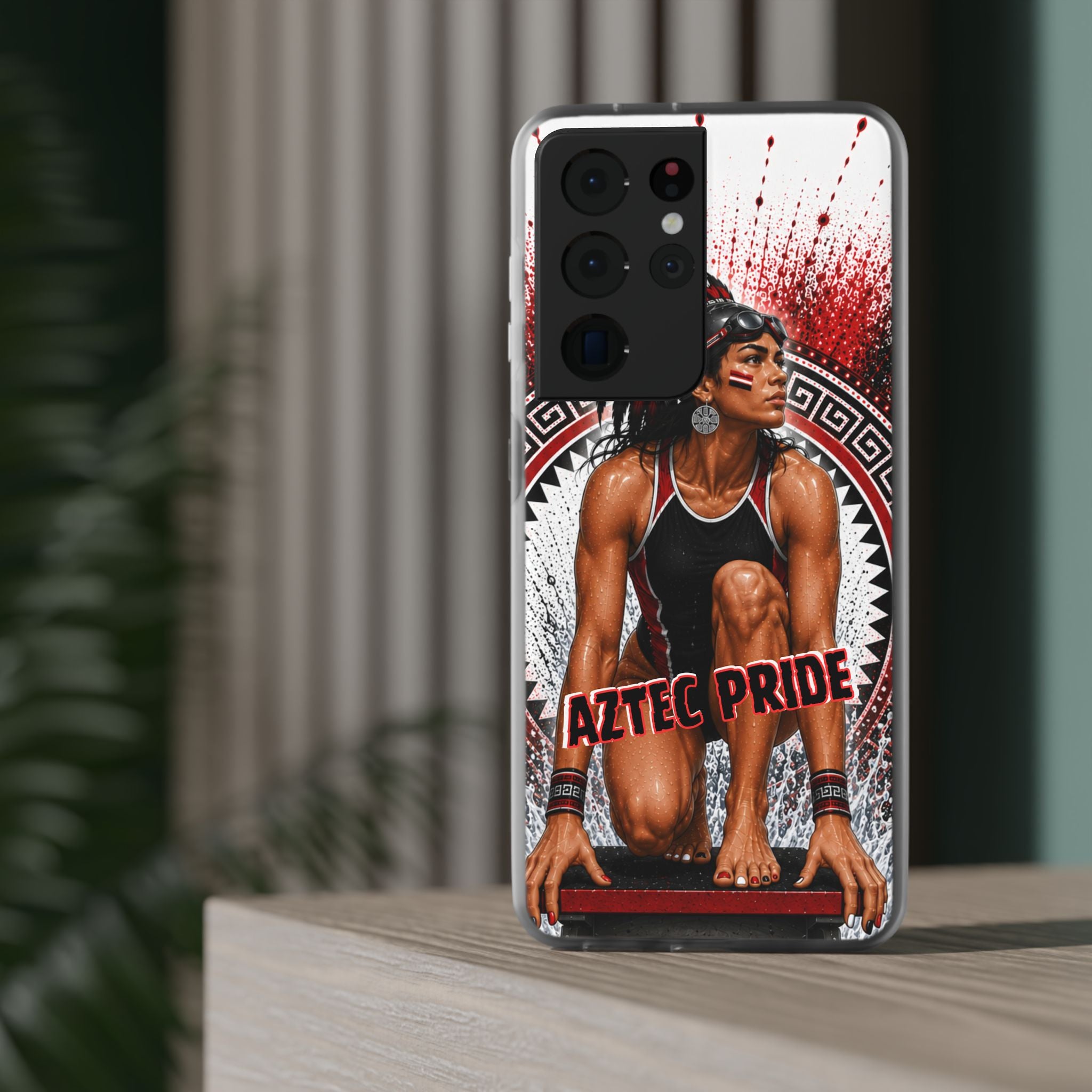 Aztec Swim & Dive Warrior – Flexi Phone Case (iPhone & Samsung • Clear TPU • Made & Shipped in the USA • 🚚 FREE USA Shipping • Personalized Option)