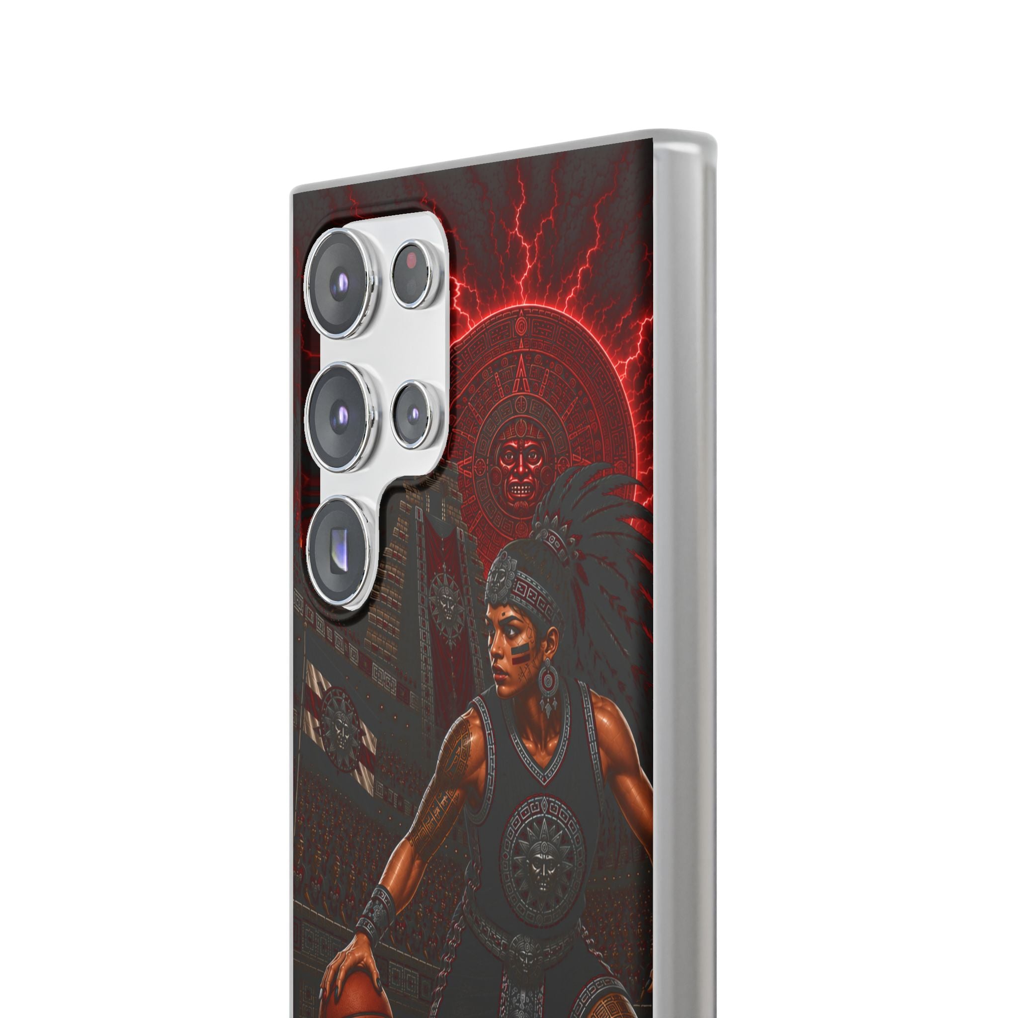 Aztec Basketball Female Warrior – Flexi Phone Case (iPhone & Samsung • Clear TPU • Made & Shipped in the USA • 🚚 FREE USA Shipping • Personalized Option)