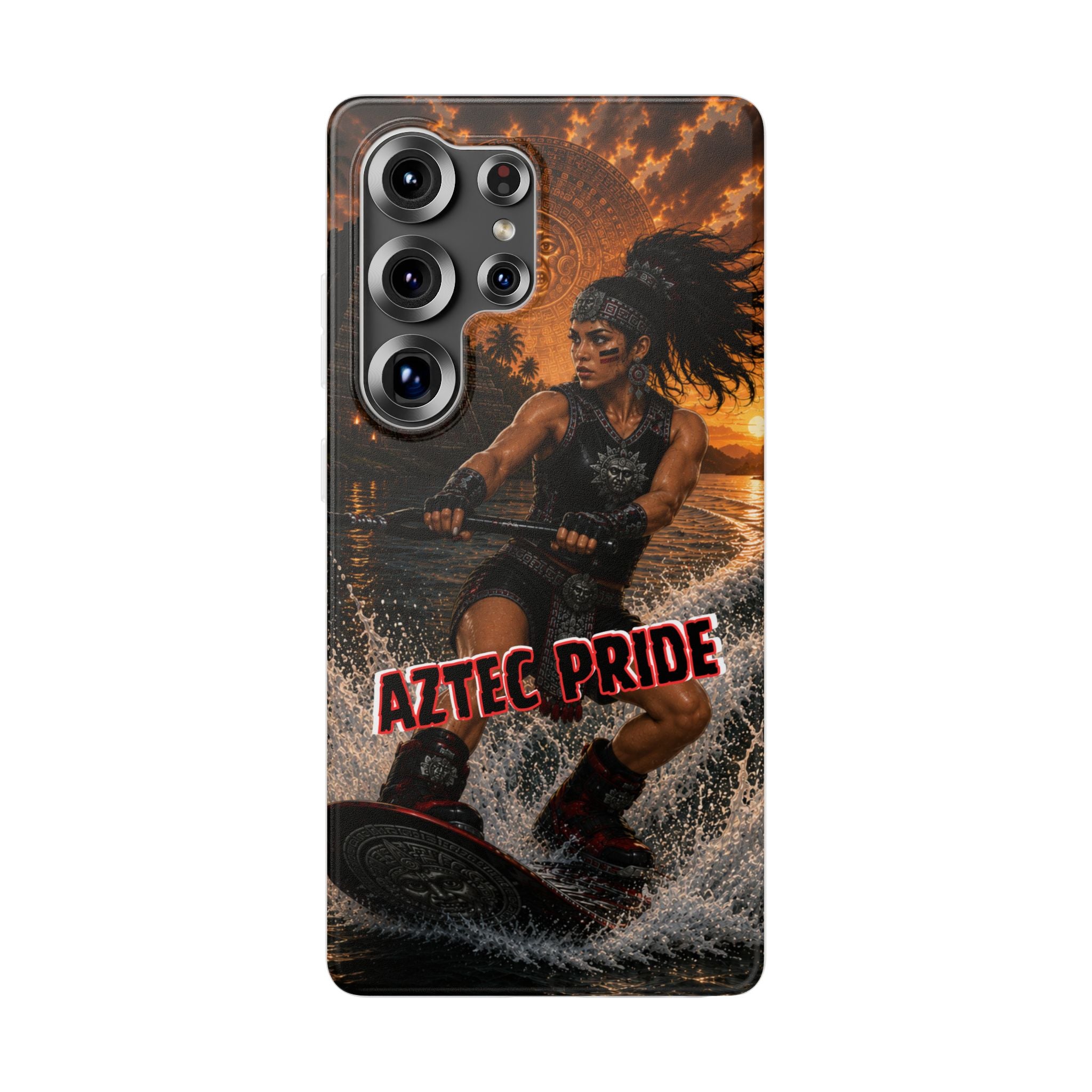 Aztec Wakeboard Female Warrior – Flexi Phone Case (iPhone & Samsung • Clear TPU • Made & Shipped in the USA • 🚚 FREE USA Shipping • Personalized Option)