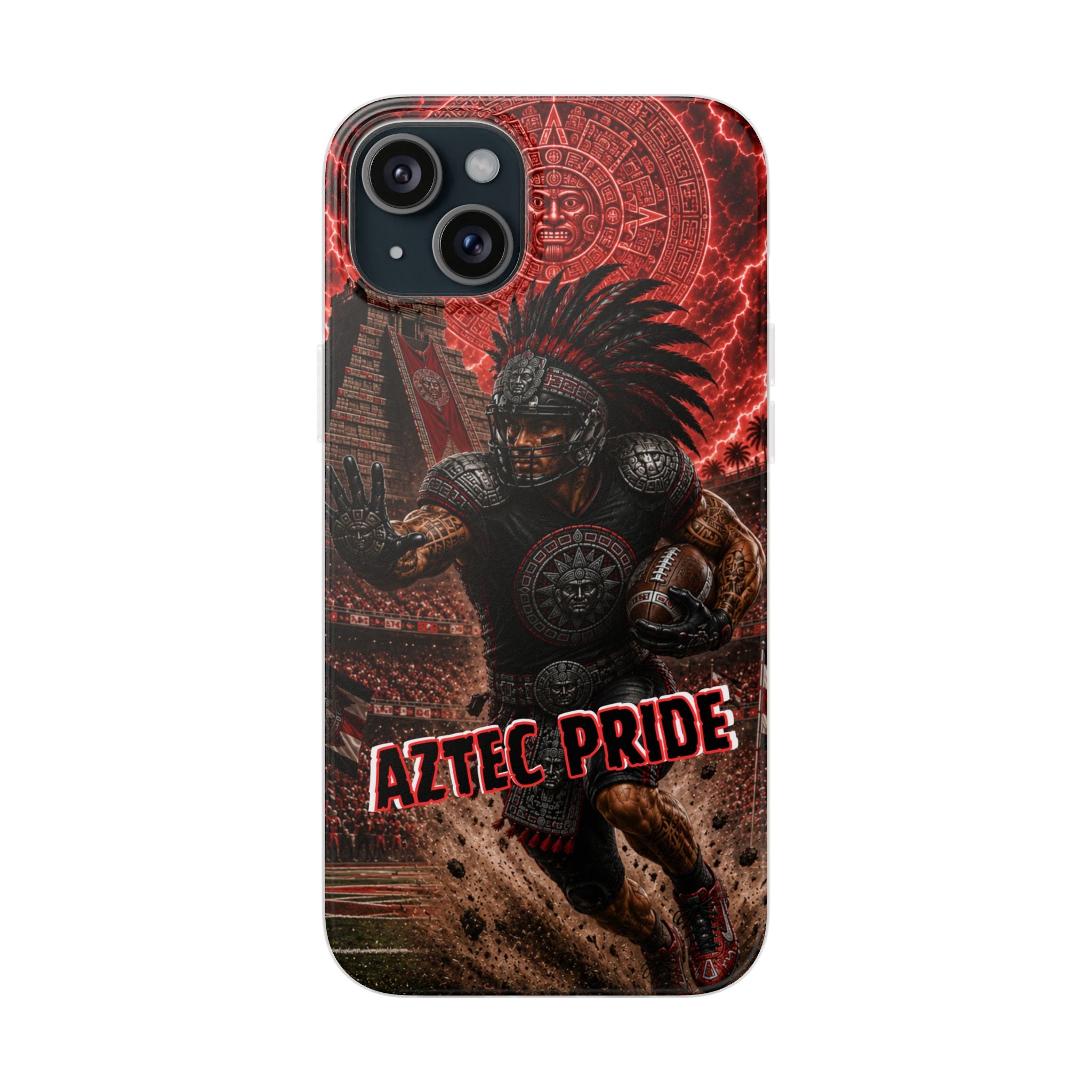 Aztec Football Warrior – Flexi Phone Case (iPhone & Samsung • Clear TPU • Made in USA • Personalized Option)