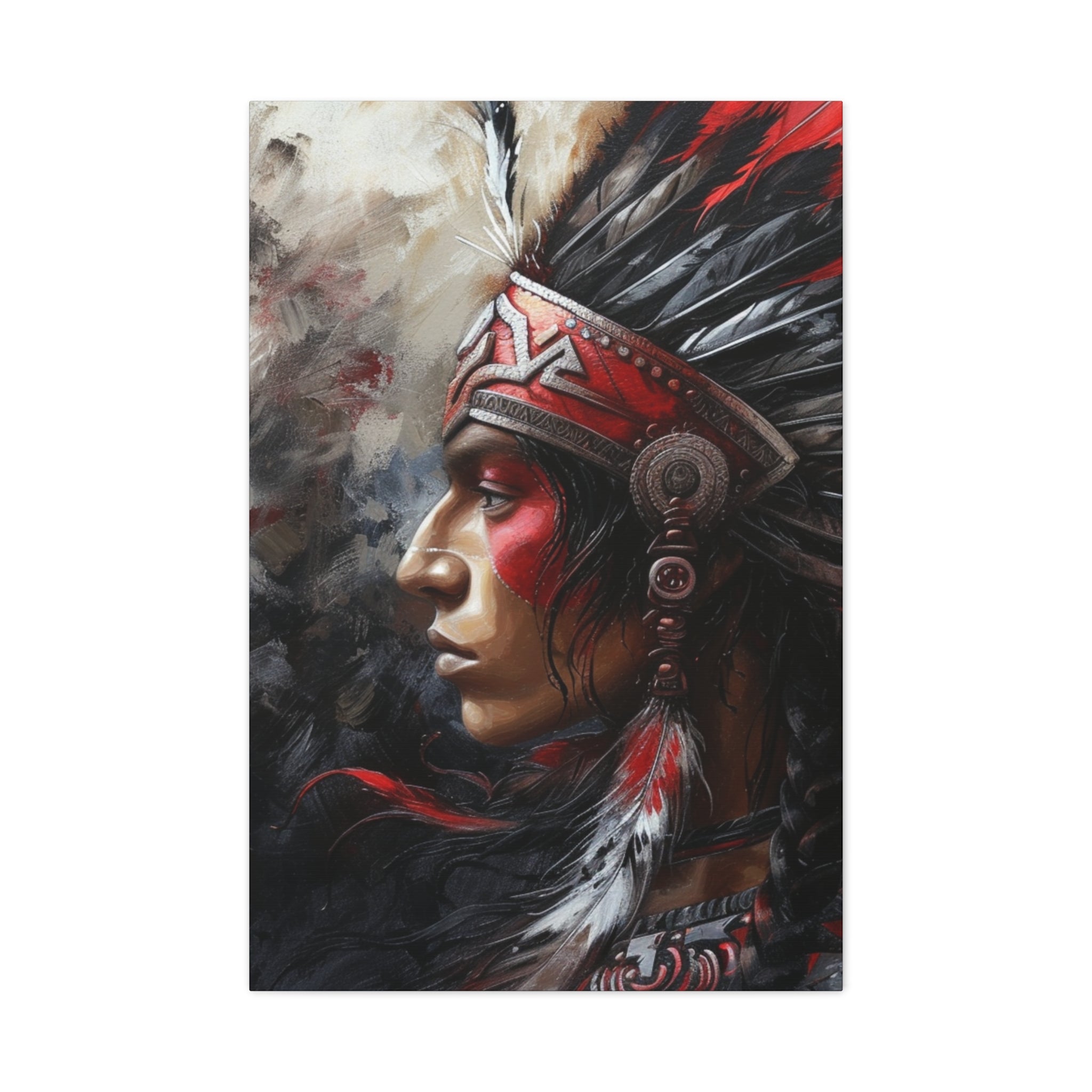 Aztec Silent Warrior – Bold Aztec Wall Art Canvas