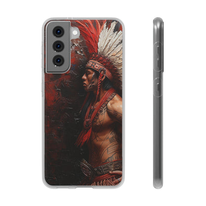 Aztec Noble Warrior – Flexi Phone Case (iPhone & Samsung • Clear TPU • Made in USA • Personalized Option)