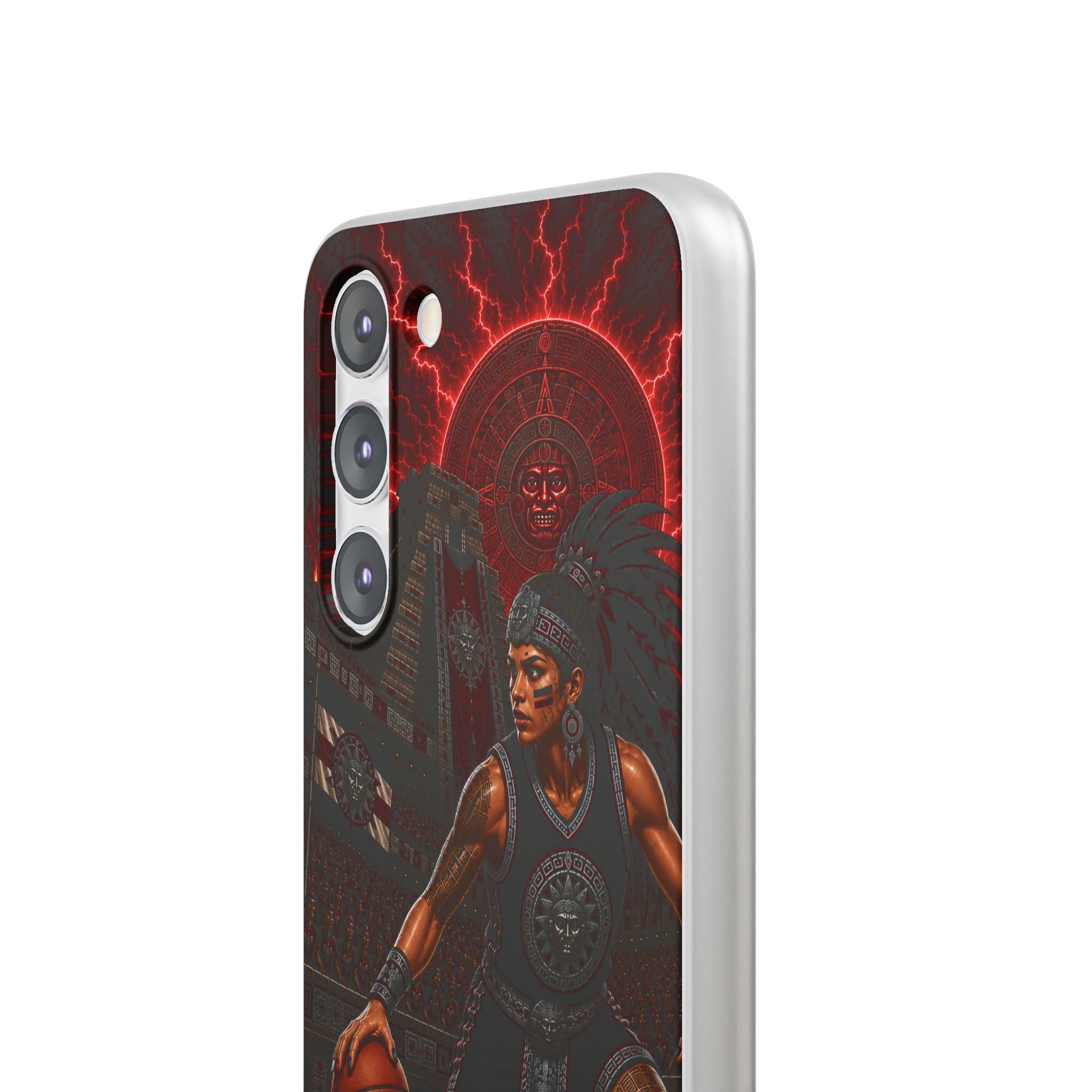 Aztec Basketball Female Warrior – Flexi Phone Case (iPhone & Samsung • Clear TPU • Made & Shipped in the USA • 🚚 FREE USA Shipping • Personalized Option)
