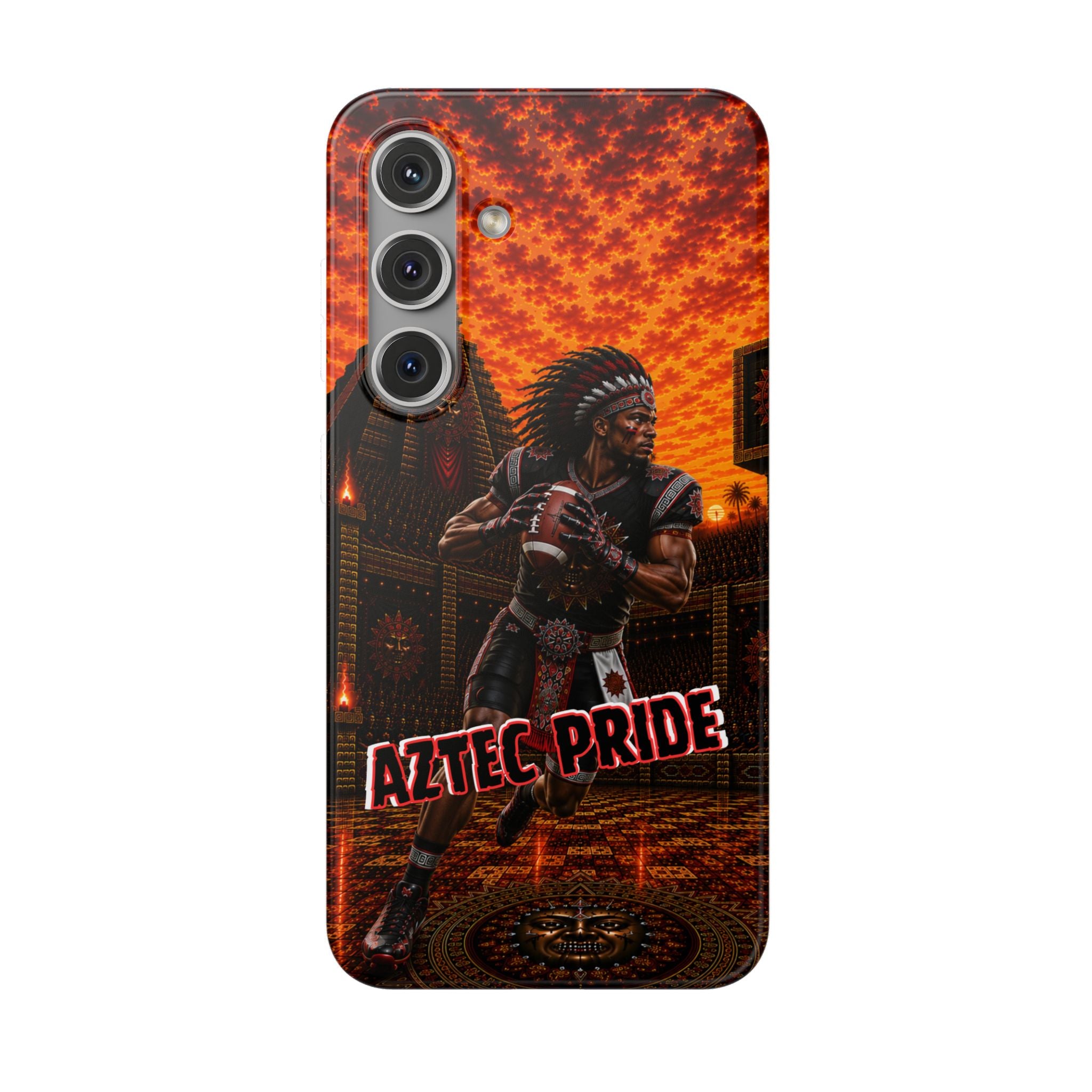 Aztec Football Warrior – Flexi Phone Case (iPhone & Samsung • Clear TPU • Made & Shipped in the USA • 🚚 FREE USA Shipping • Personalized Option)