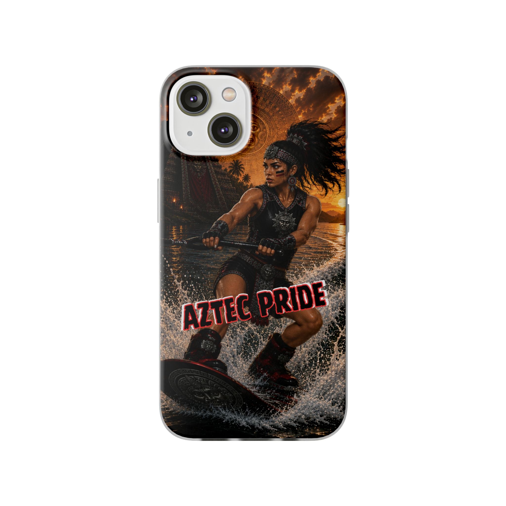 Aztec Wakeboard Female Warrior – Flexi Phone Case (iPhone & Samsung • Clear TPU • Made & Shipped in the USA • 🚚 FREE USA Shipping • Personalized Option)