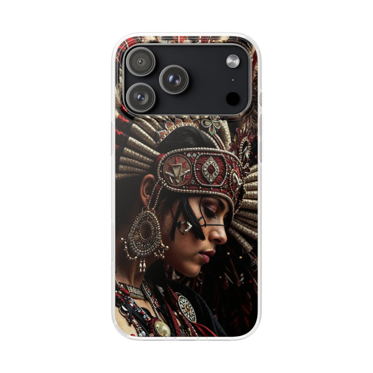 Aztec Goddess Spirit – Flexi Phone Case (iPhone & Samsung • Clear TPU • Made in USA • Personalized Option)