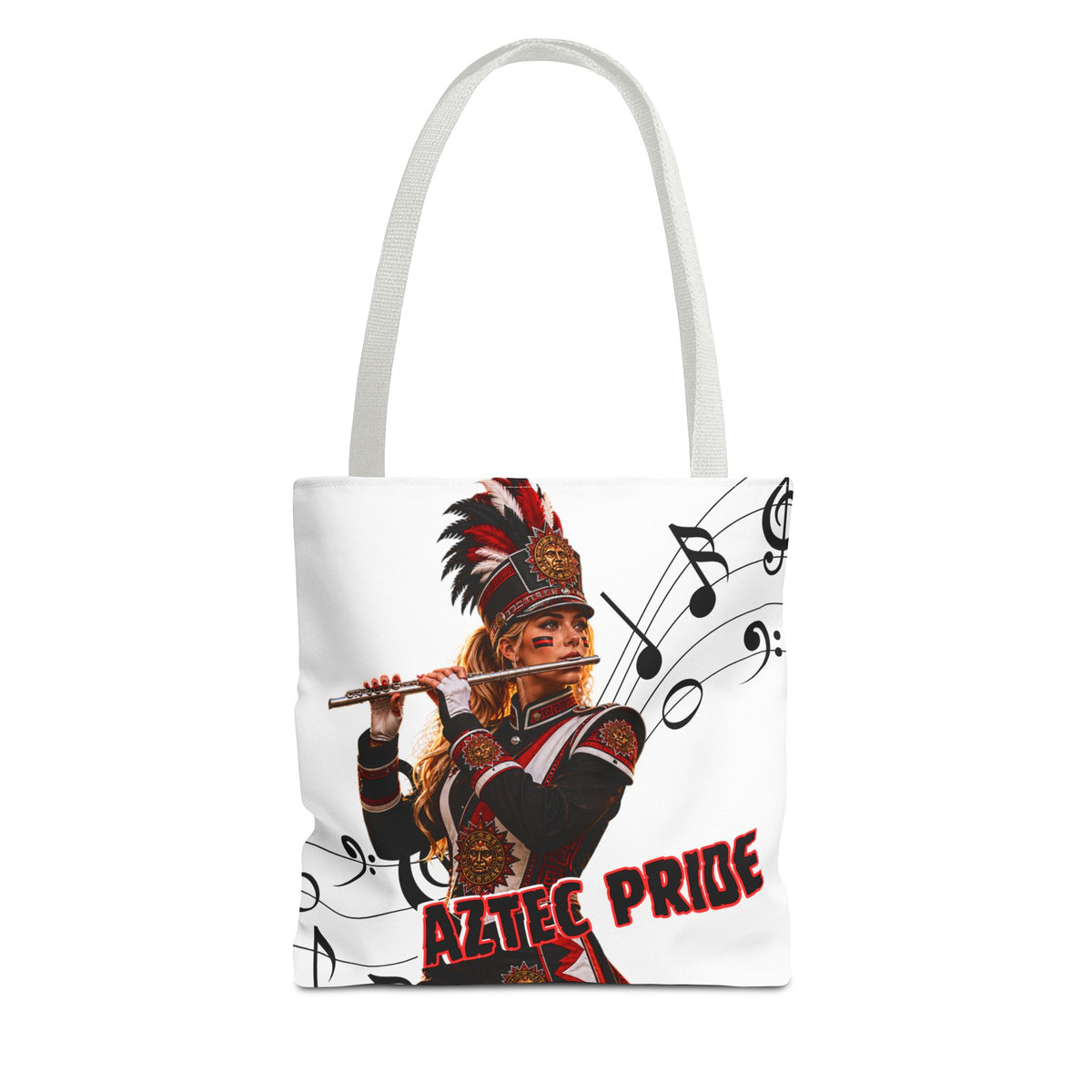 Aztec Flute Warrior Tote Bag | Aztec-Inspired AI Art • Made & Shipped in the USA • 🚚 FREE USA Shipping • FREE Personalization