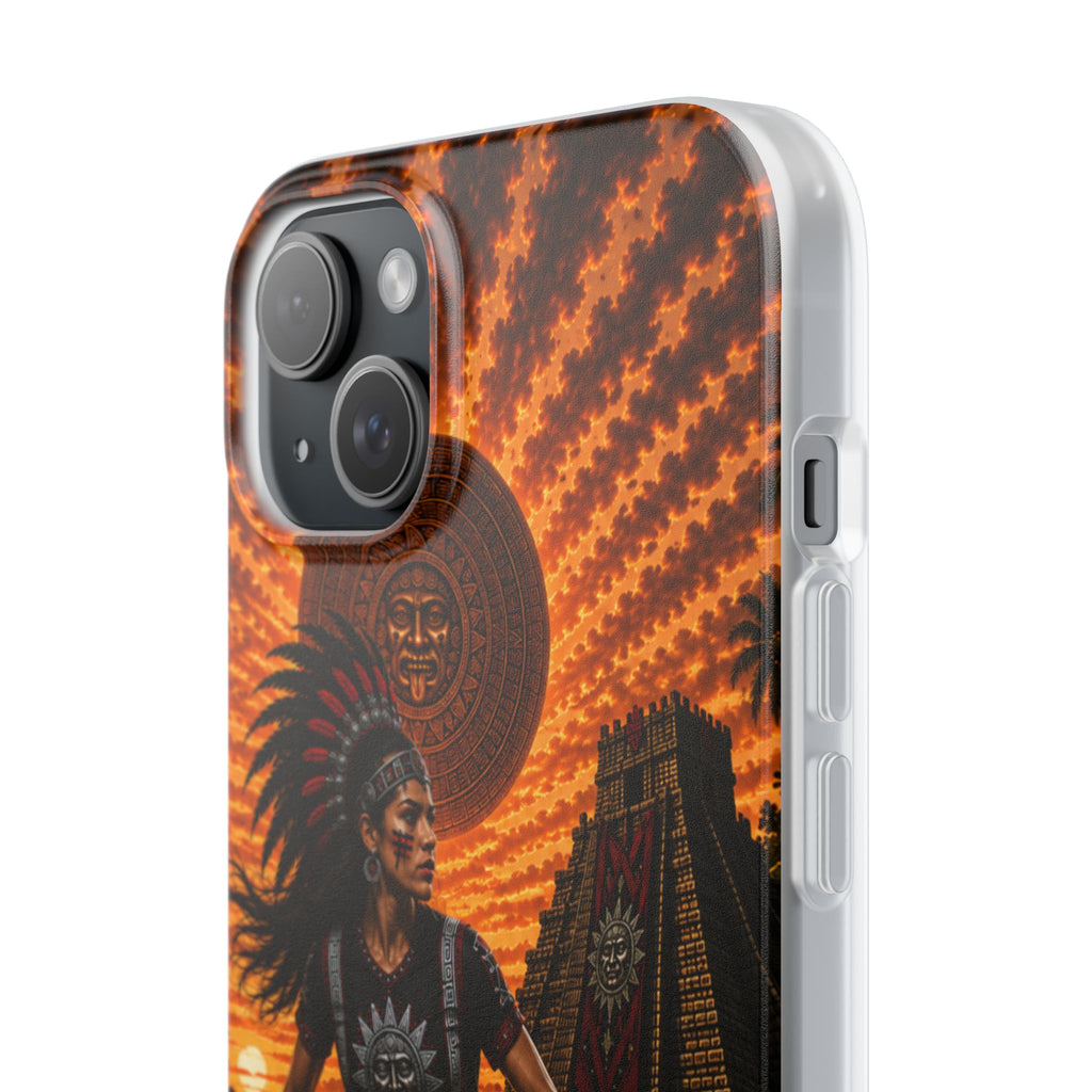 Aztec Soccer Female Warrior – Flexi Phone Case (iPhone & Samsung • Clear TPU • Made & Shipped in the USA • 🚚 FREE USA Shipping • Personalized Option)