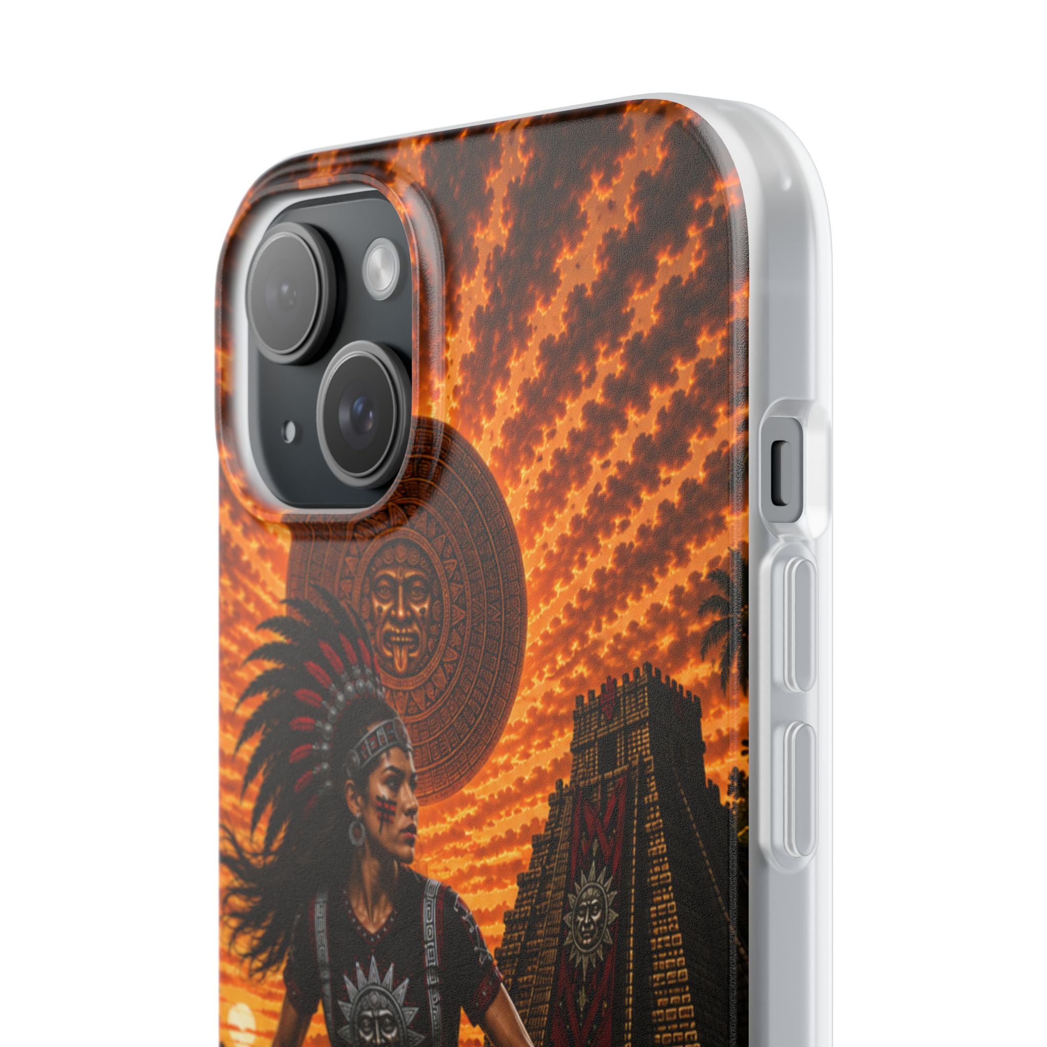 Aztec Soccer Female Warrior – Flexi Phone Case (iPhone & Samsung • Clear TPU • Made & Shipped in the USA • 🚚 FREE USA Shipping • Personalized Option)