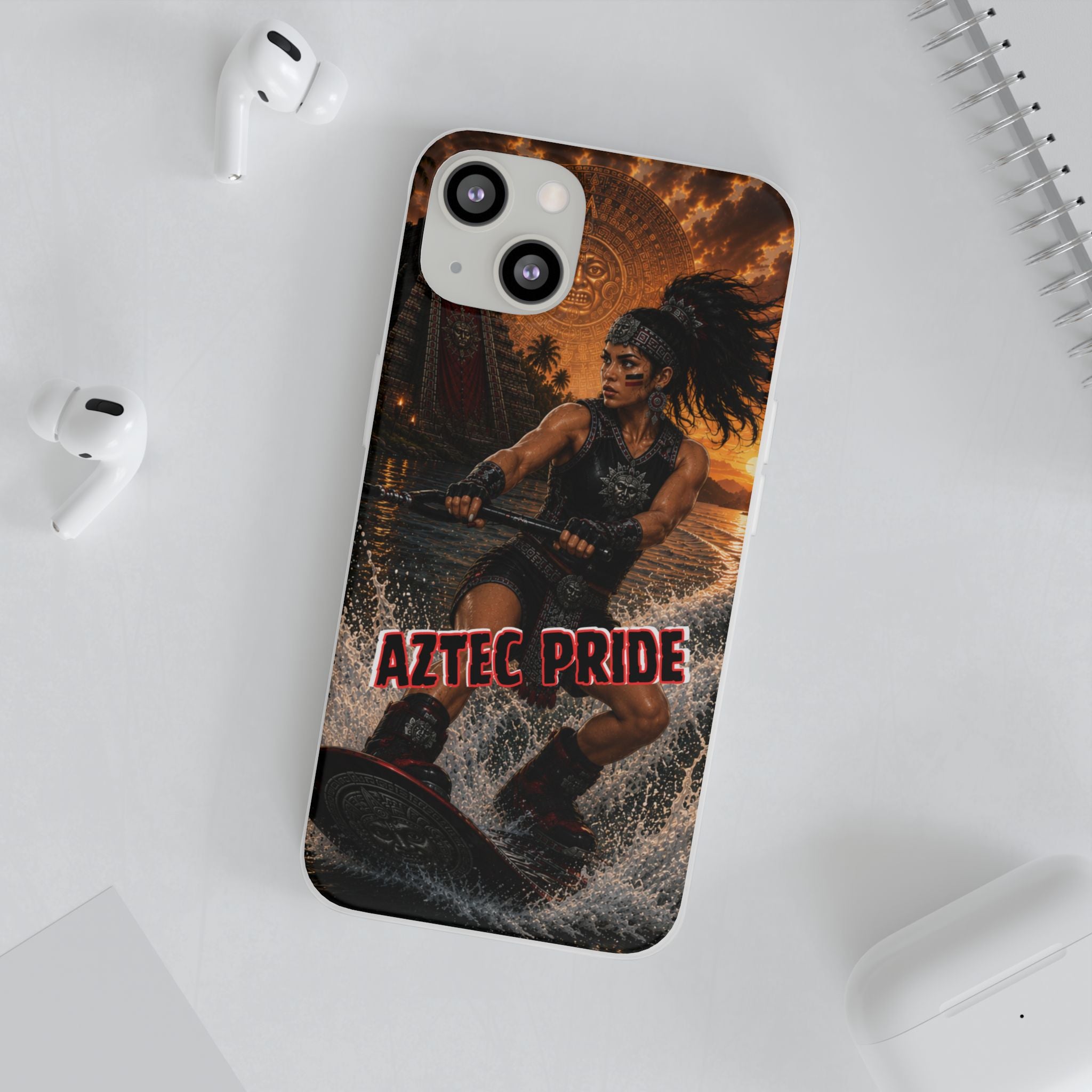 Aztec Wakeboard Female Warrior – Flexi Phone Case (iPhone & Samsung • Clear TPU • Made & Shipped in the USA • 🚚 FREE USA Shipping • Personalized Option)