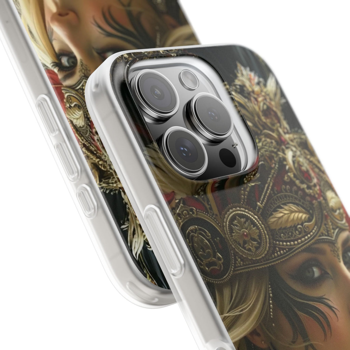 Aztec Fireheart Queen – Flexi Phone Case (iPhone & Samsung • Clear TPU • Made in USA • Personalized Option)