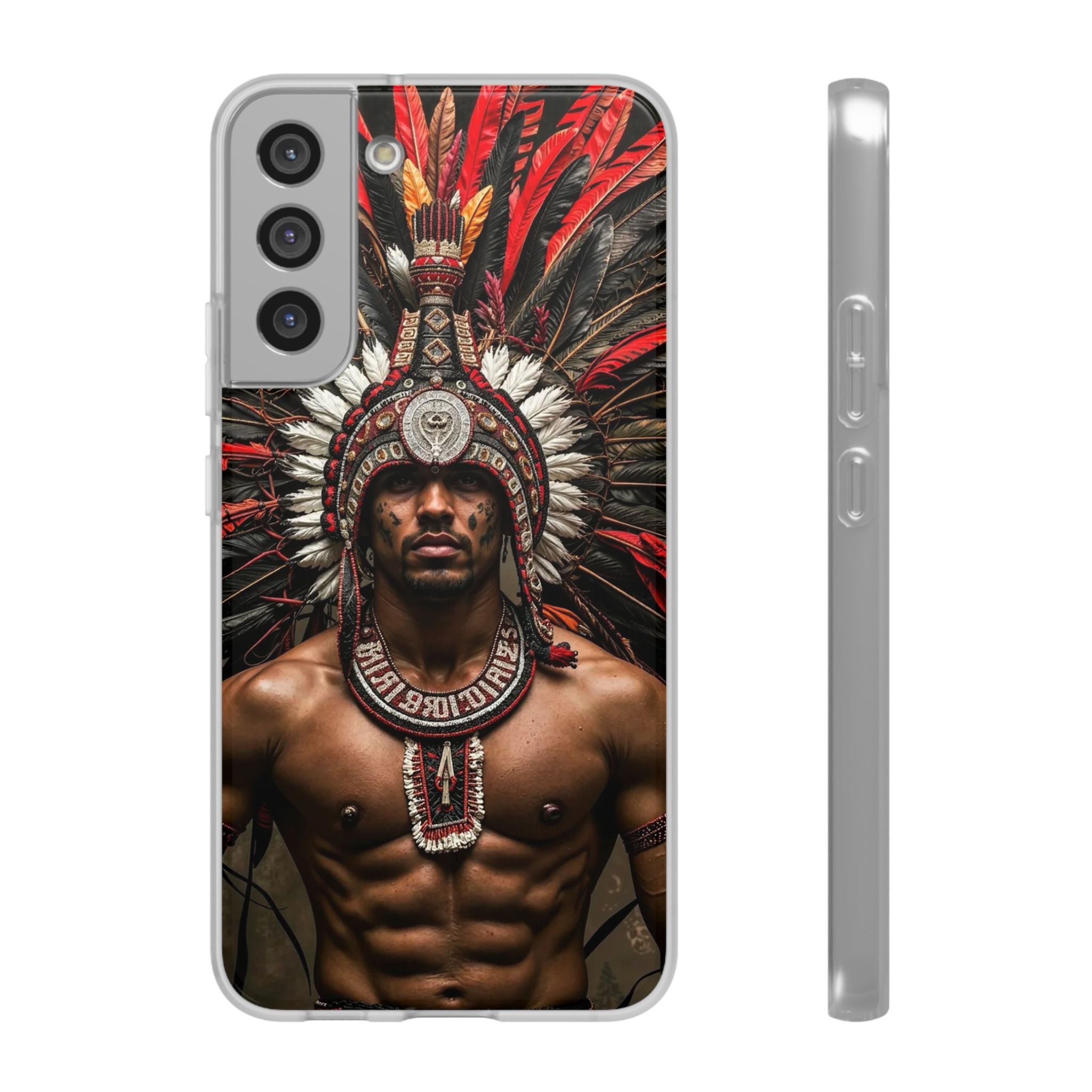 Aztec Warrior Eagle – Flexi Phone Case (iPhone & Samsung • Clear TPU • Made in USA • Personalized Option)