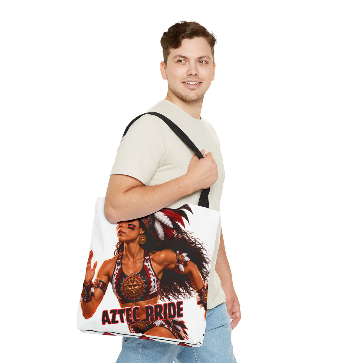 Aztec Track Female Warrior Tote Bag | Aztec-Inspired AI Art • Made & Shipped in the USA • 🚚 FREE USA Shipping • FREE Personalization