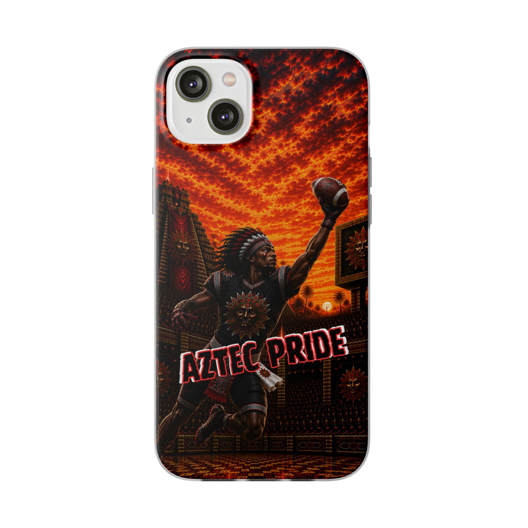 Aztec Football Warrior – Flexi Phone Case (iPhone & Samsung • Clear TPU • Made & Shipped in the USA • 🚚 FREE USA Shipping • Personalized Option)