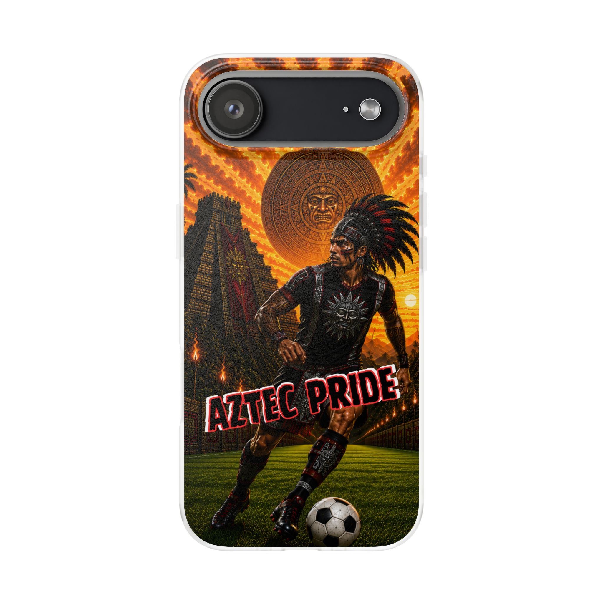 Aztec Soccer Male Warrior – Flexi Phone Case (iPhone & Samsung • Clear TPU • Made & Shipped in the USA • 🚚 FREE USA Shipping • Personalized Option)