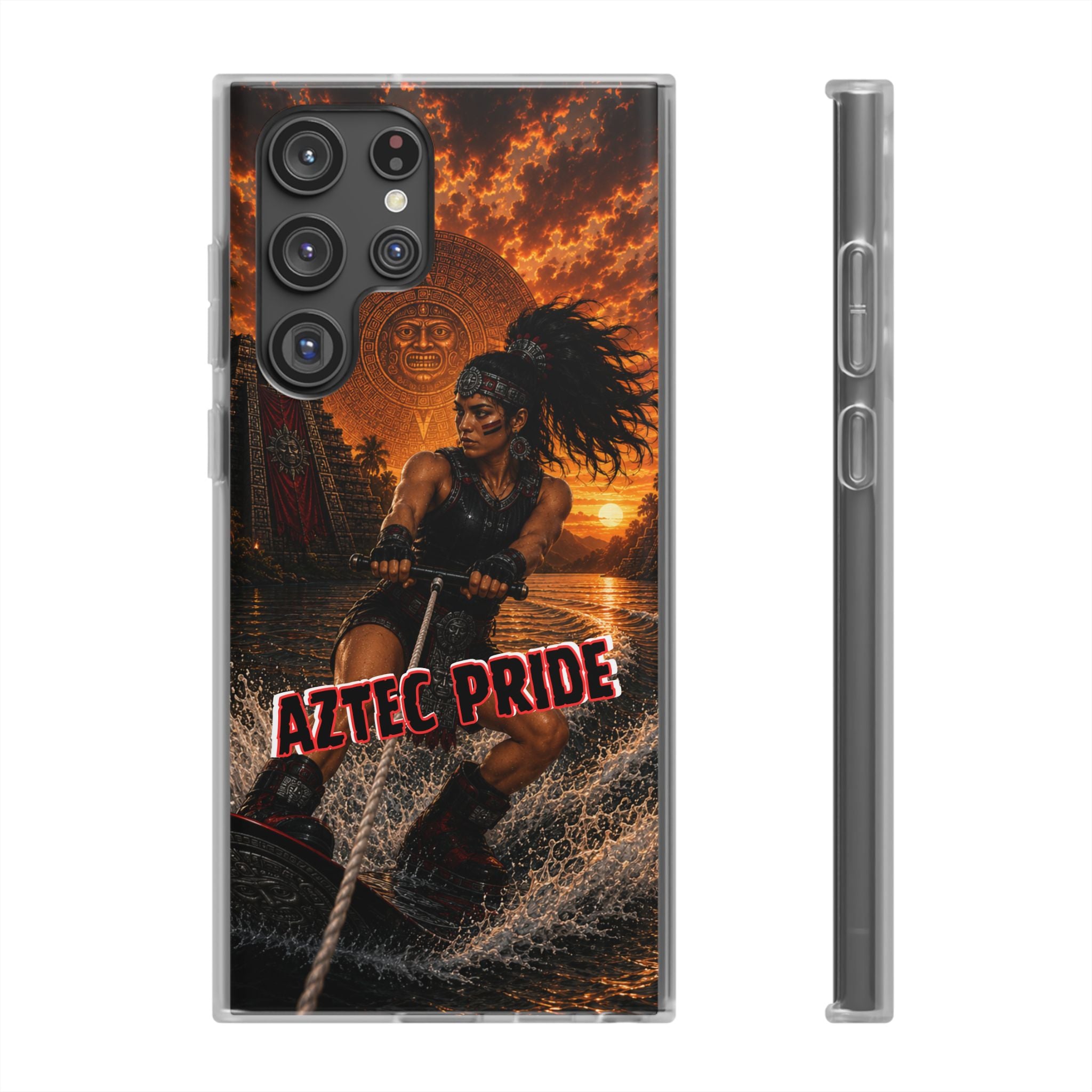 Aztec Wakeboard Female Warrior – Flexi Phone Case (iPhone & Samsung • Clear TPU • Made & Shipped in the USA • 🚚 FREE USA Shipping • Personalized Option)
