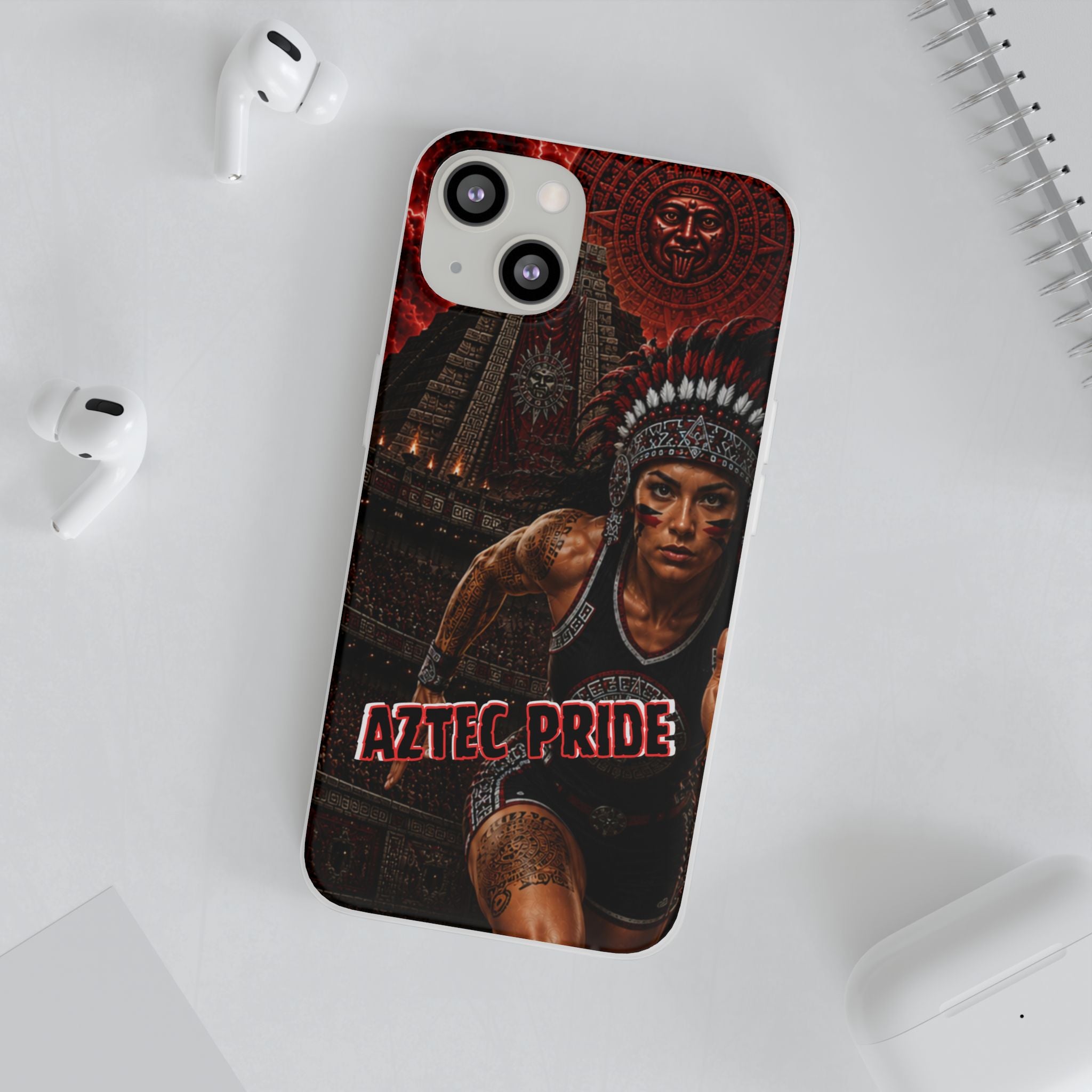 Aztec Track & Field Female Warrior – Flexi Phone Case (iPhone & Samsung • Clear TPU • Made & Shipped in the USA • 🚚 FREE USA Shipping • Personalized Option)
