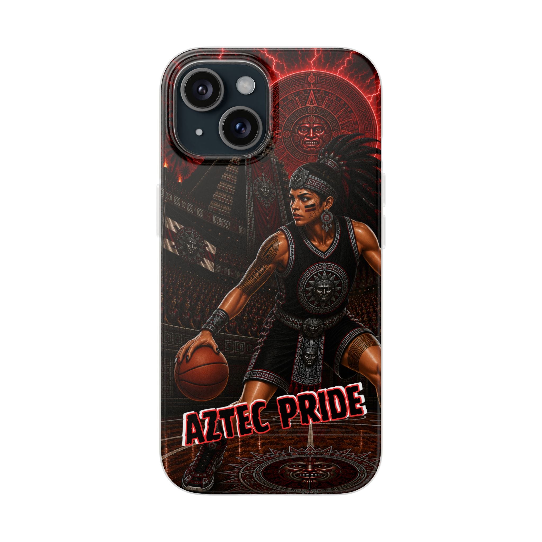 Aztec Basketball Female Warrior – Flexi Phone Case (iPhone & Samsung • Clear TPU • Made & Shipped in the USA • 🚚 FREE USA Shipping • Personalized Option)