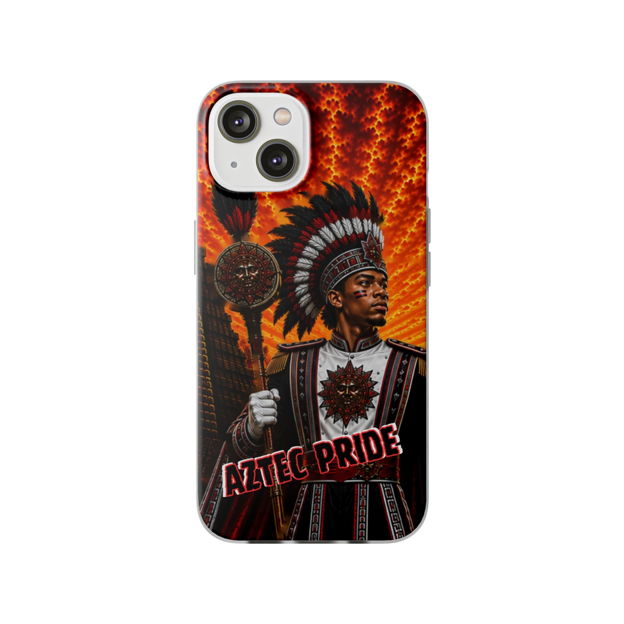 Aztec Drum Major Warrior – Flexi Phone Case (iPhone & Samsung • Clear TPU • Made & Shipped in the USA • 🚚 FREE USA Shipping • Personalized Option)