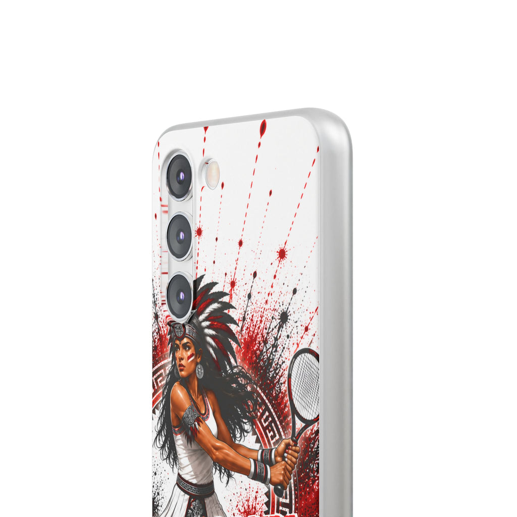 Aztec Tennis Female Warrior – Flexi Phone Case (iPhone & Samsung • Clear TPU • Made & Shipped in the USA • 🚚 FREE USA Shipping • Personalized Option)