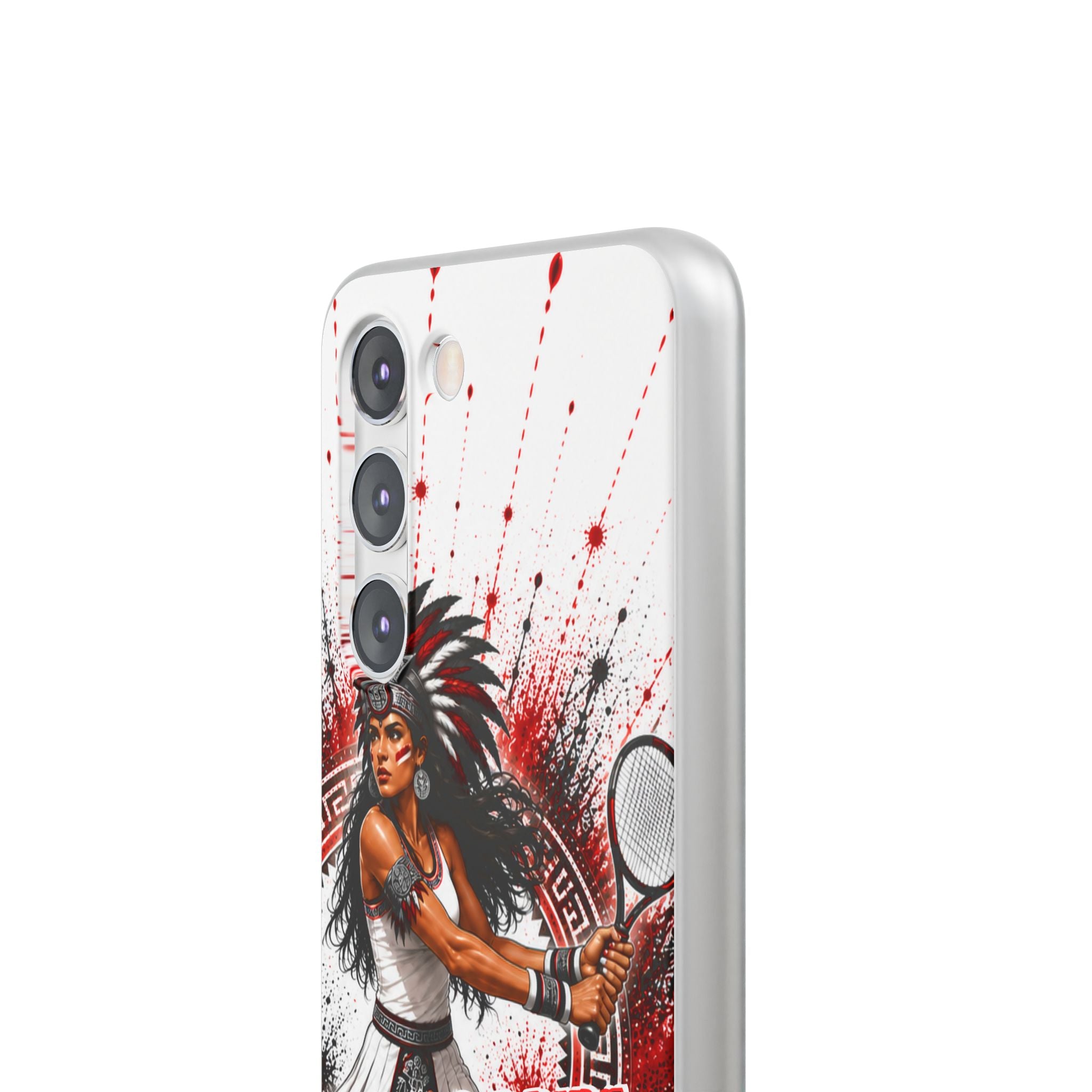 Aztec Tennis Female Warrior – Flexi Phone Case (iPhone & Samsung • Clear TPU • Made & Shipped in the USA • 🚚 FREE USA Shipping • Personalized Option)