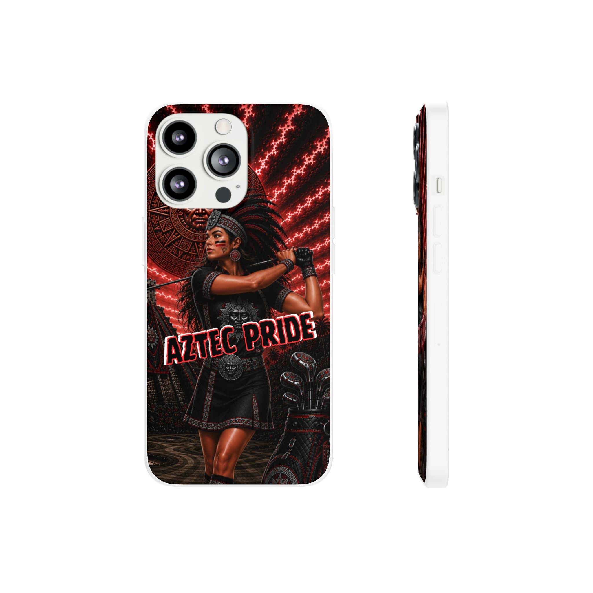 Aztec Golf Female Warrior – Flexi Phone Case (iPhone & Samsung • Clear TPU • Made & Shipped in the USA • 🚚 FREE USA Shipping • Personalized Option)