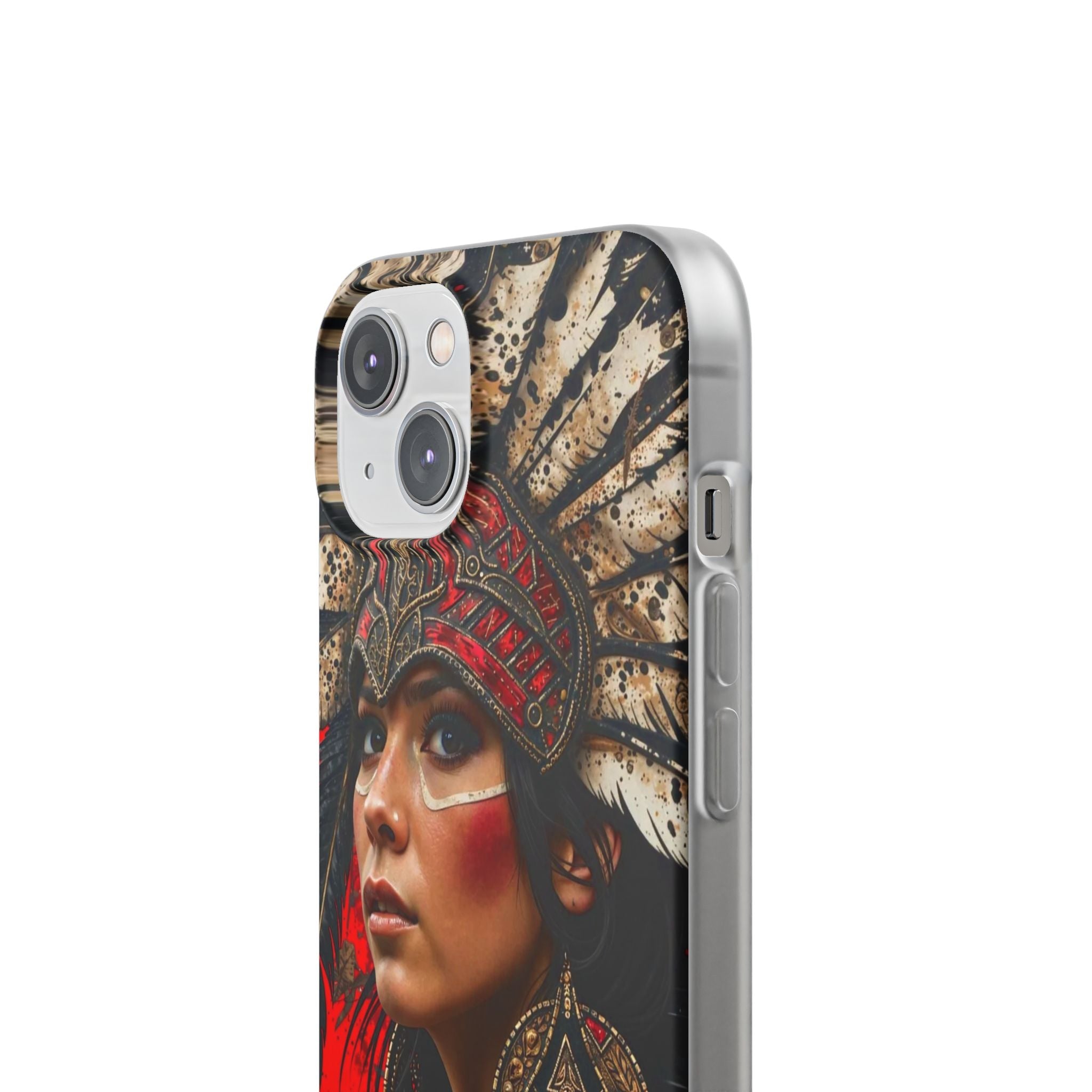 Aztec Moon Goddess – Flexi Phone Case (iPhone & Samsung • Clear TPU • Made in USA • Personalized Option)
