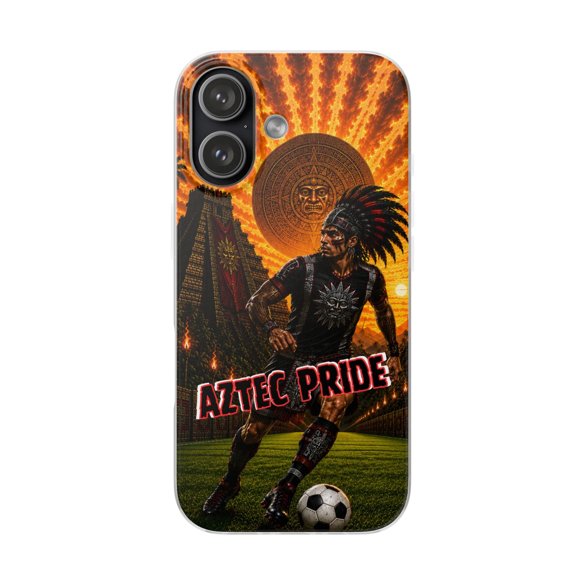 Aztec Soccer Male Warrior – Flexi Phone Case (iPhone & Samsung • Clear TPU • Made & Shipped in the USA • 🚚 FREE USA Shipping • Personalized Option)