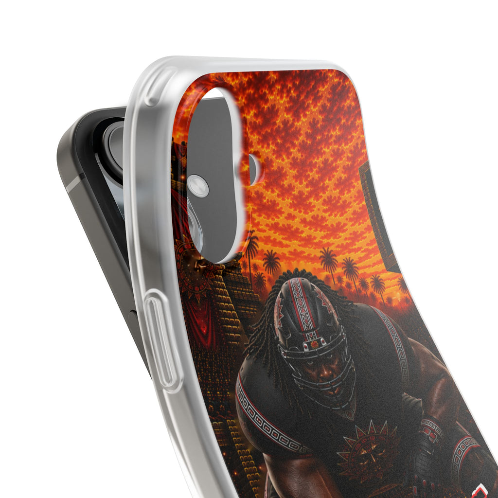 Aztec Football Warrior – Flexi Phone Case (iPhone & Samsung • Clear TPU • Made & Shipped in the USA • 🚚 FREE USA Shipping • Personalized Option)