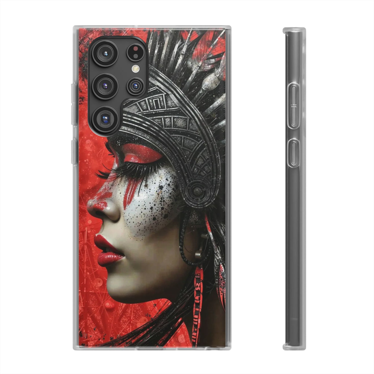 Aztec Fearless Goddess – Flexi Phone Case (iPhone & Samsung • Clear TPU • Made in USA • Personalized Option)