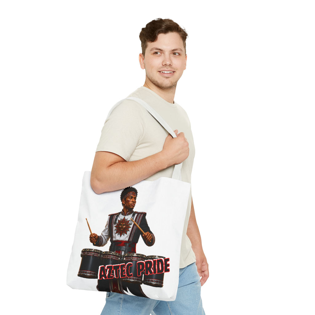 Aztec Band Warrior Tote Bag | Aztec-Inspired AI Art • Made & Shipped in the USA • 🚚 FREE USA Shipping • FREE Personalization