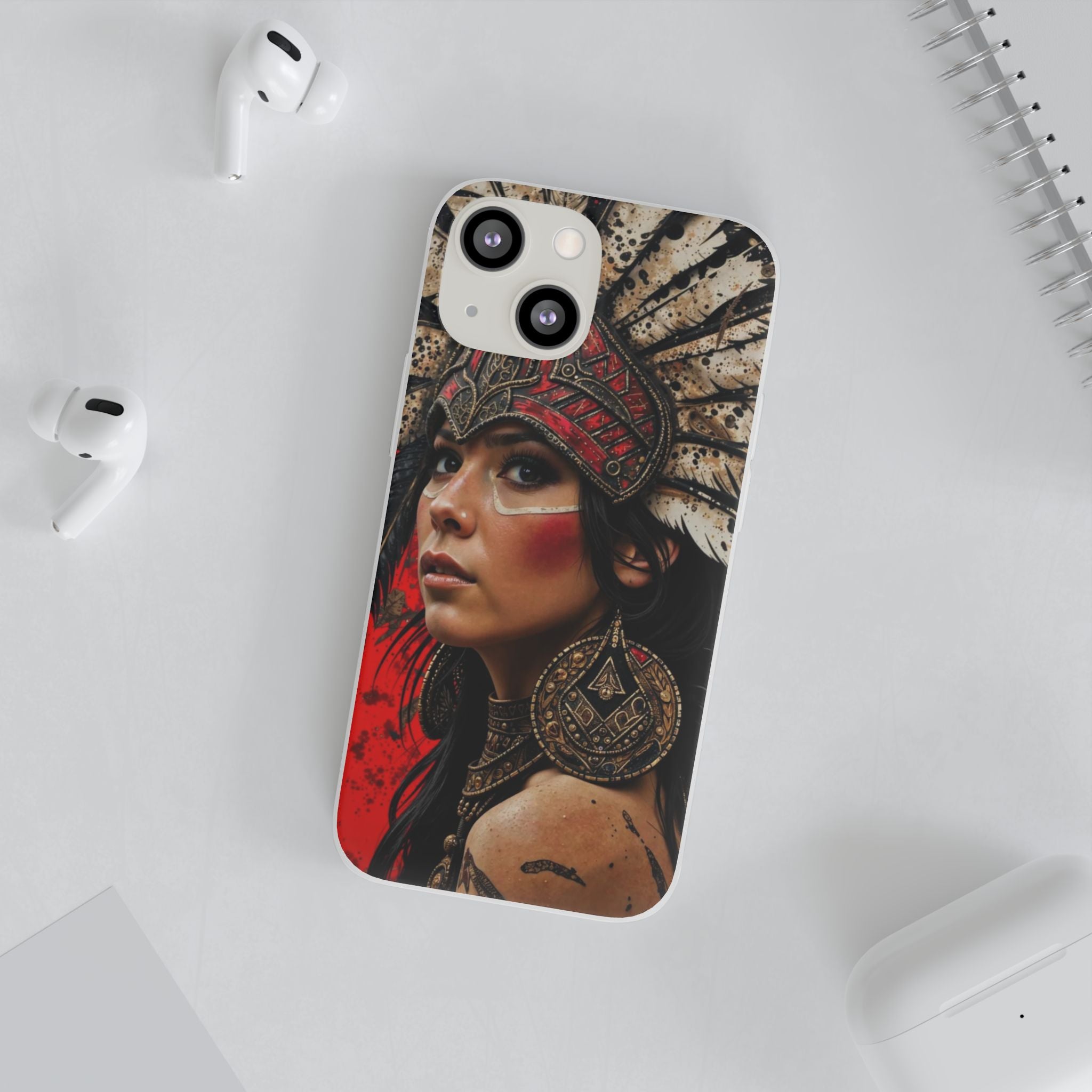Aztec Moon Goddess – Flexi Phone Case (iPhone & Samsung • Clear TPU • Made in USA • Personalized Option)