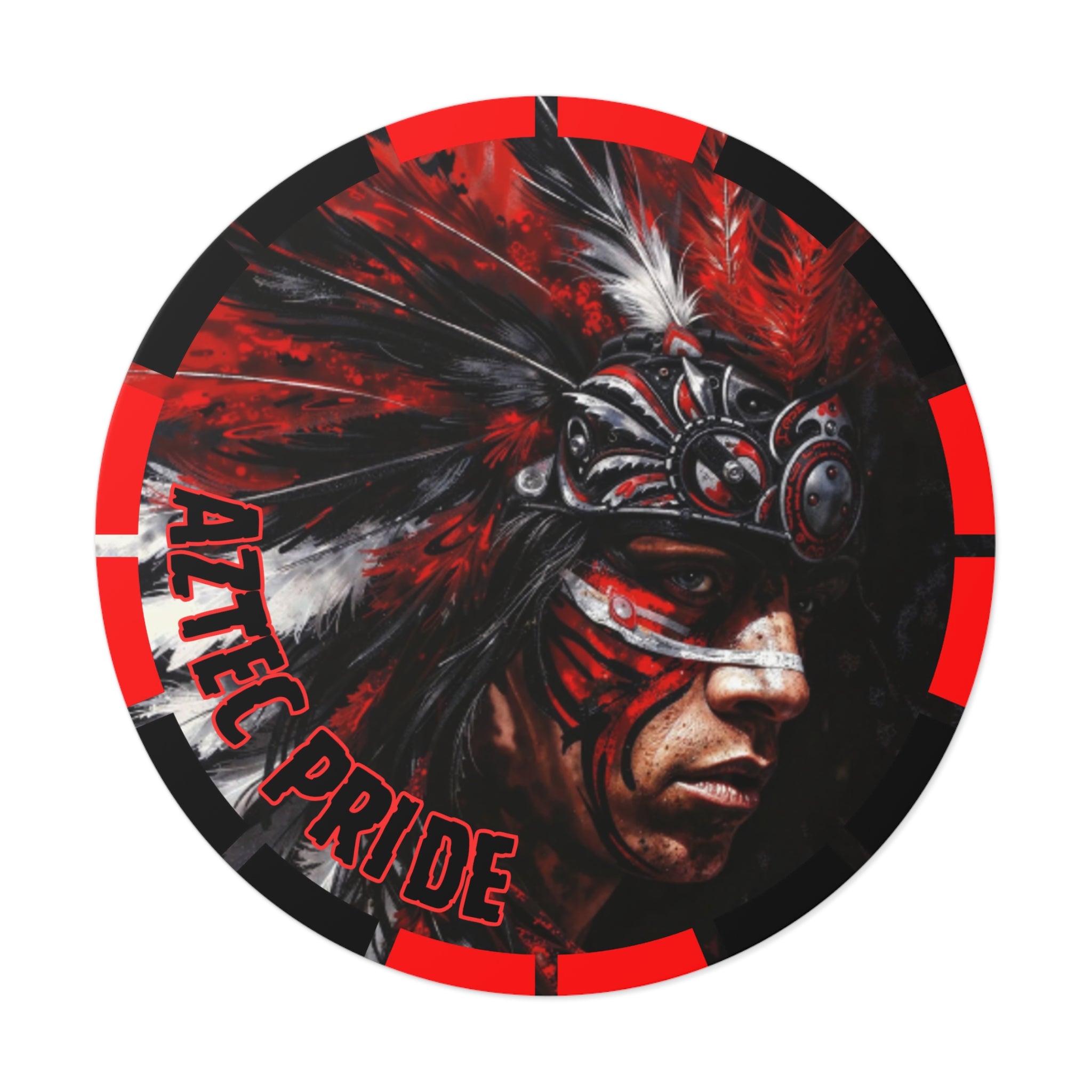 Aztec King of Kings Round Vinyl Sticker – Waterproof Matte Decal (2”–6”)