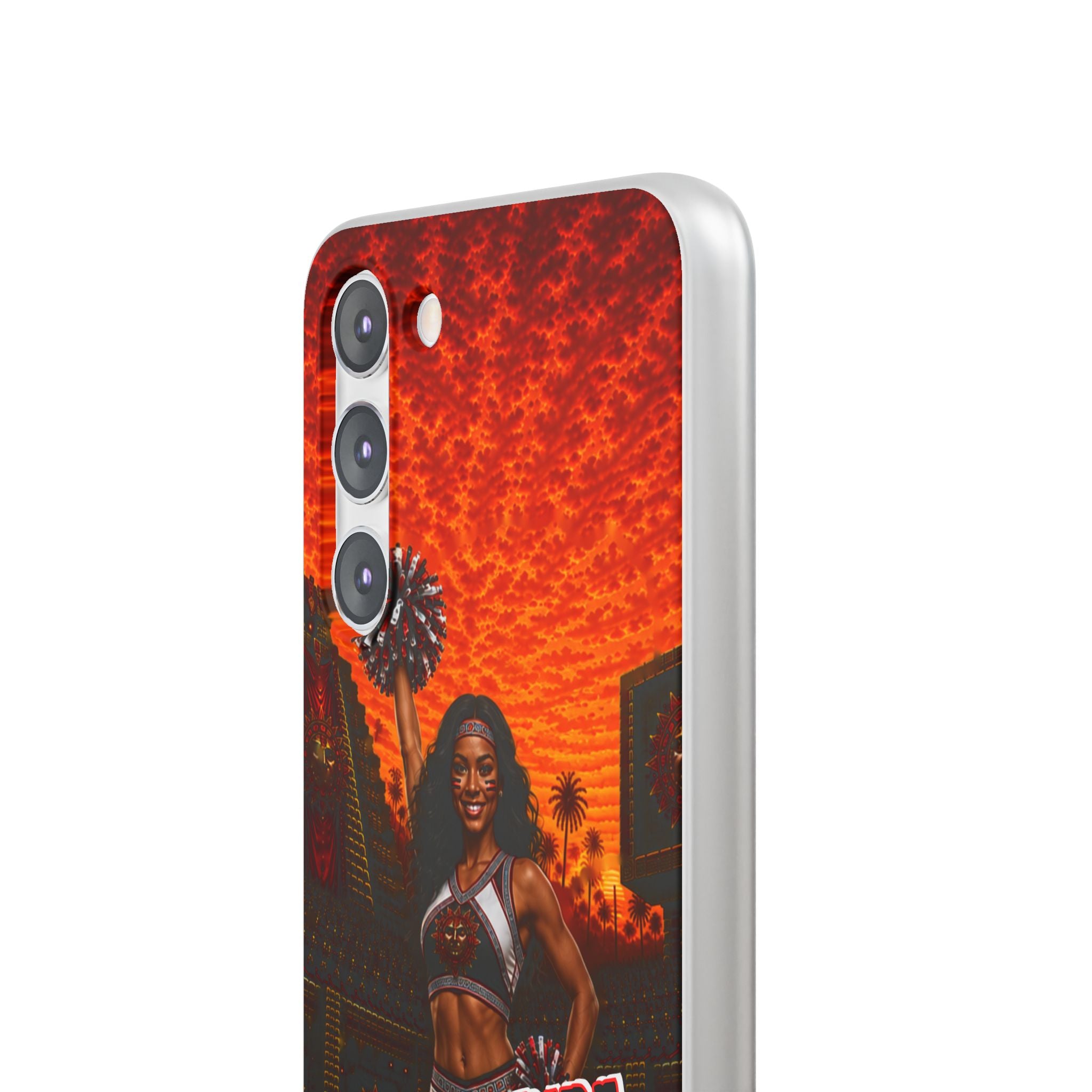 Aztec Cheerleader Warrior – Flexi Phone Case (iPhone & Samsung • Clear TPU • Made & Shipped in the USA • 🚚 FREE USA Shipping • Personalized Option)