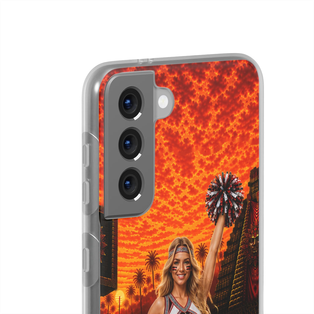 Aztec Cheerleader Warrior – Flexi Phone Case (iPhone & Samsung • Clear TPU • Made & Shipped in the USA • 🚚 FREE USA Shipping • Personalized Option)