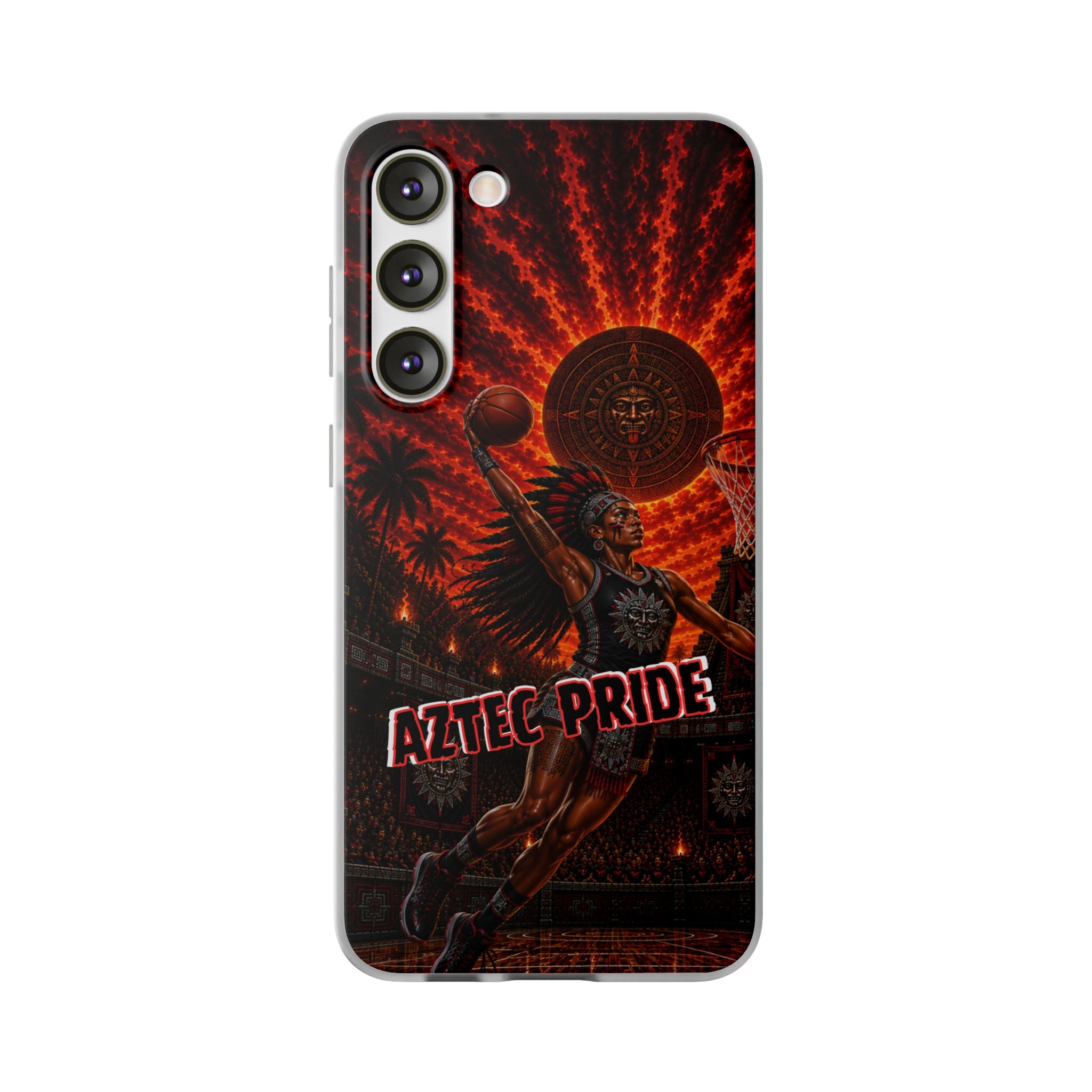 Aztec Basketball Female Warrior – Flexi Phone Case (iPhone & Samsung • Clear TPU • Made & Shipped in the USA • 🚚 FREE USA Shipping • Personalized Option)